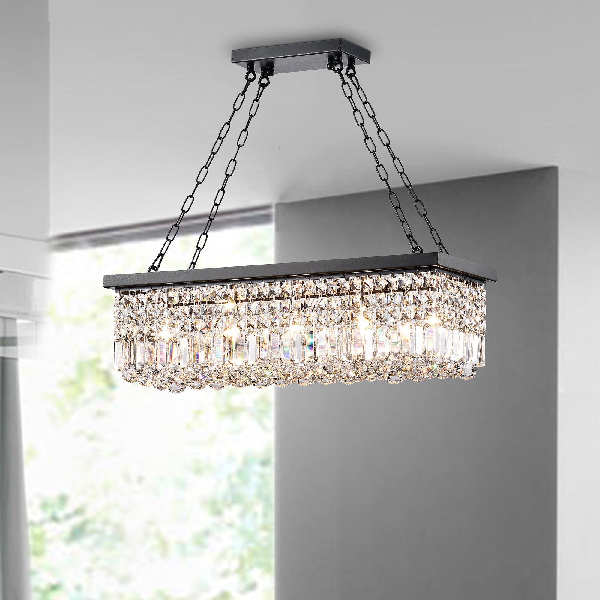 KINWELL BSC-GS013-DBN Contemporary chandelier 5 -Light Black Modern/contemporary Crystal For Use in Bathrooms, Bedrooms, Dining Rooms, Foyers, Kitchens, Living Rooms Chandelier