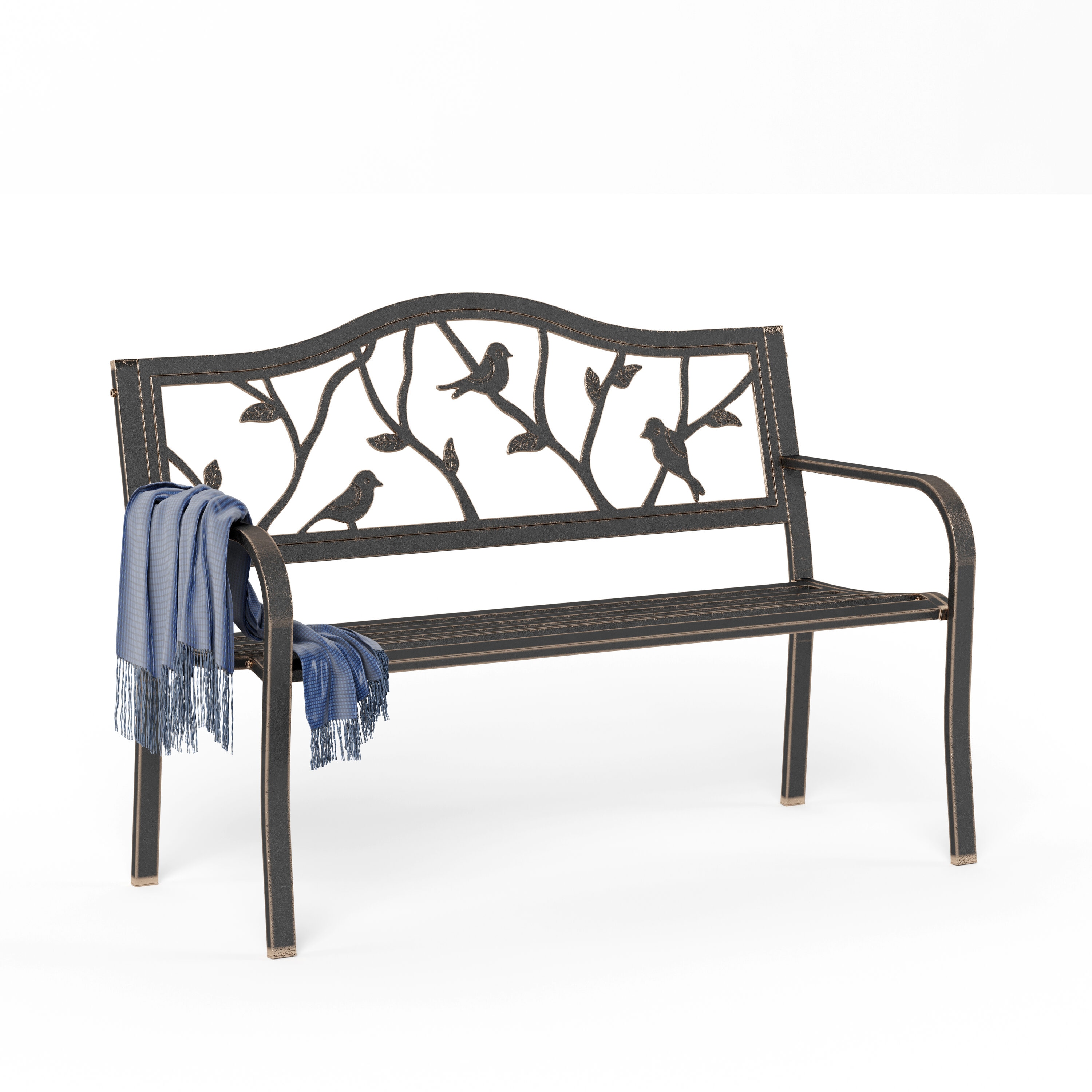 Sunshine Valley Outdoor Bench 50.4 in W x 35 in H Bronze Steel Garden Bench PV 358