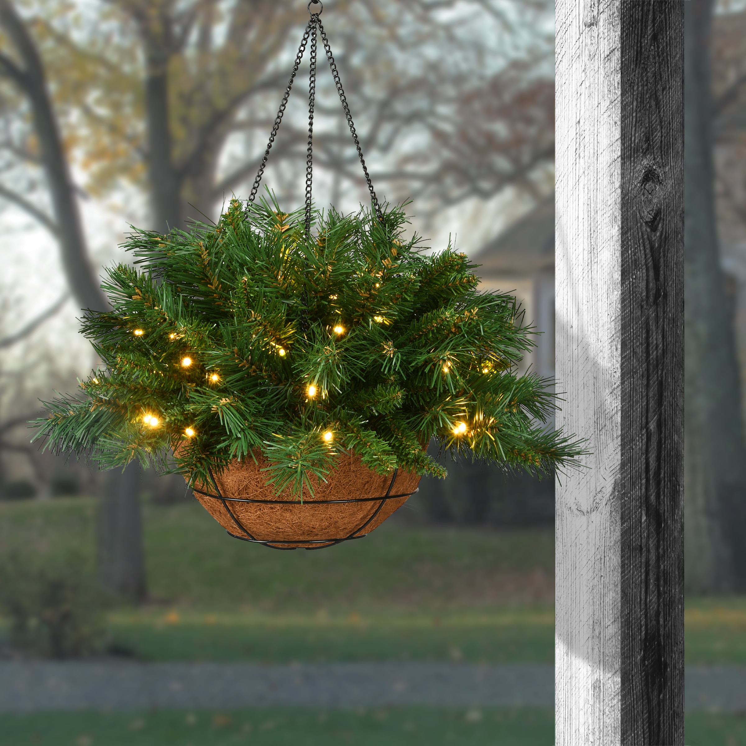 National Tree Company 20-in Lighted Greenery Ball Battery-operated ...