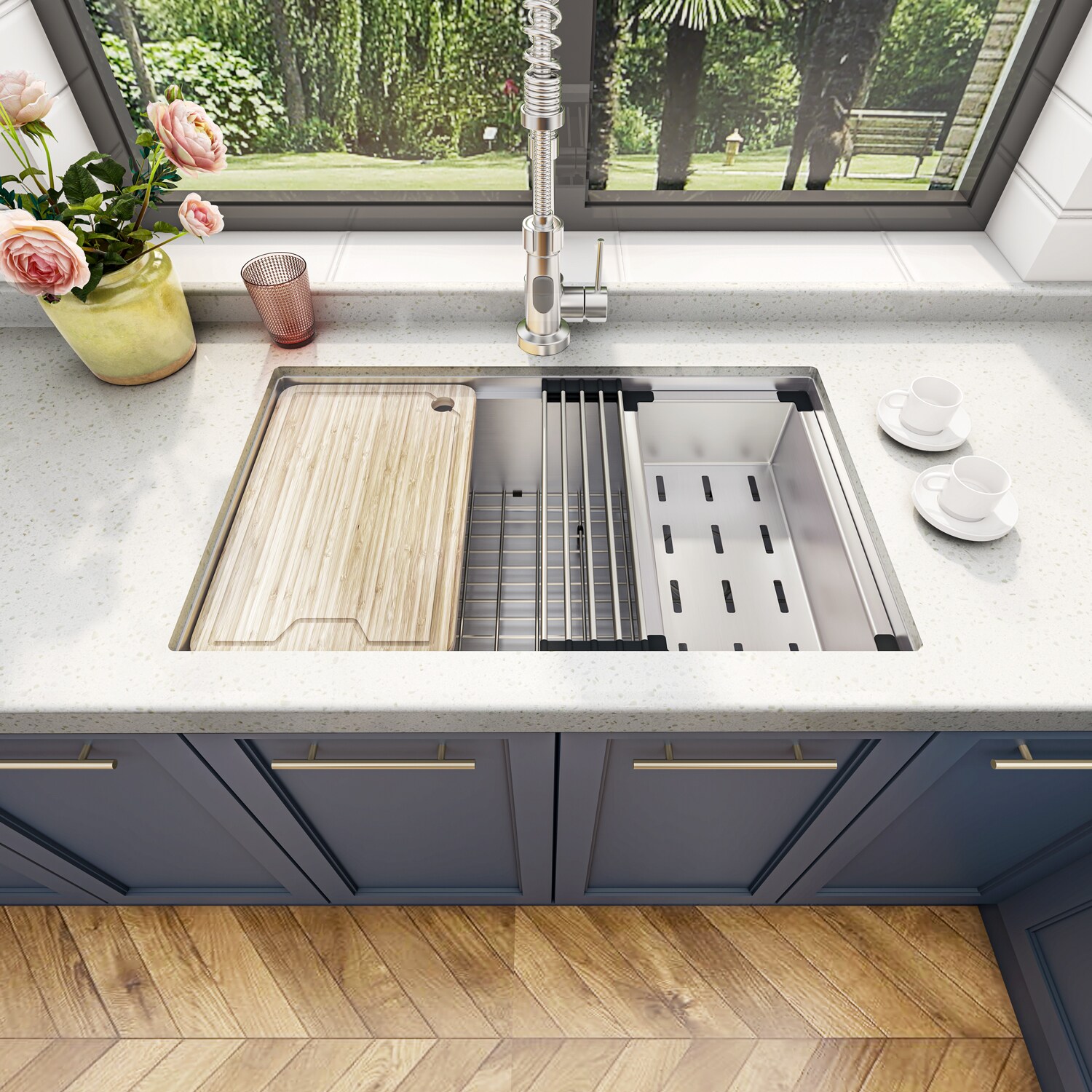 Sinber 30" Stainless Steel Drop-In Single Bowl Workstation Kitchen Sink