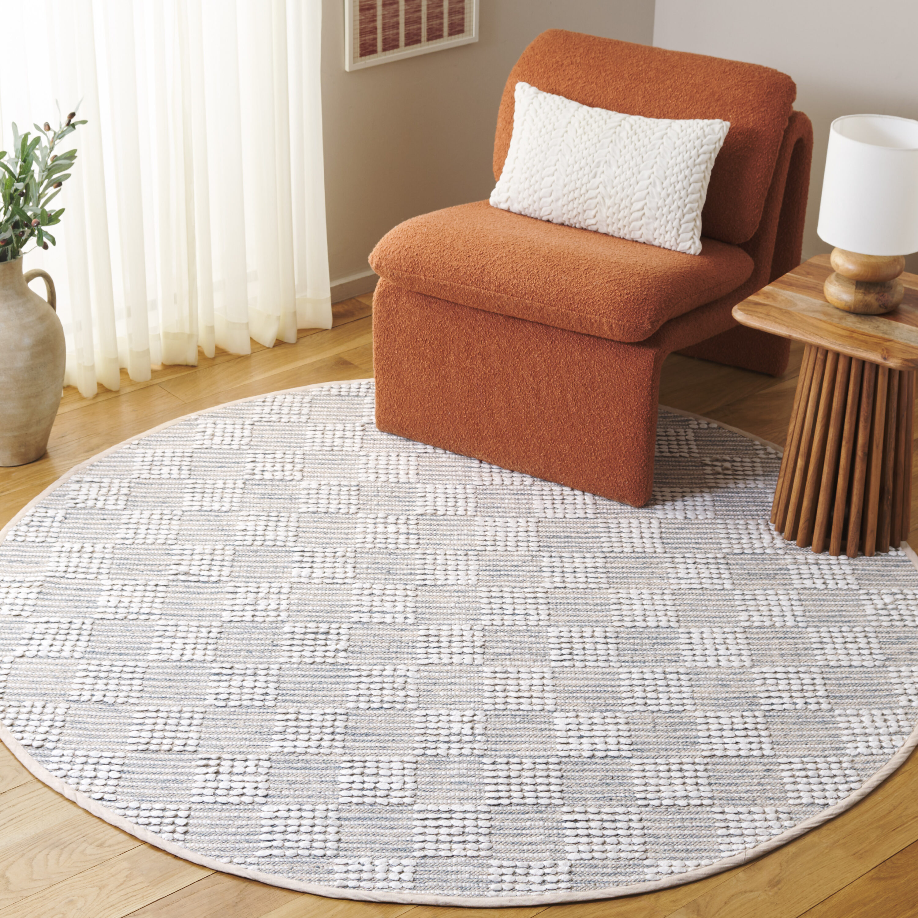  Montauk 979 Silver/Ivory Contemporary 6ft x 6ft Round Rug