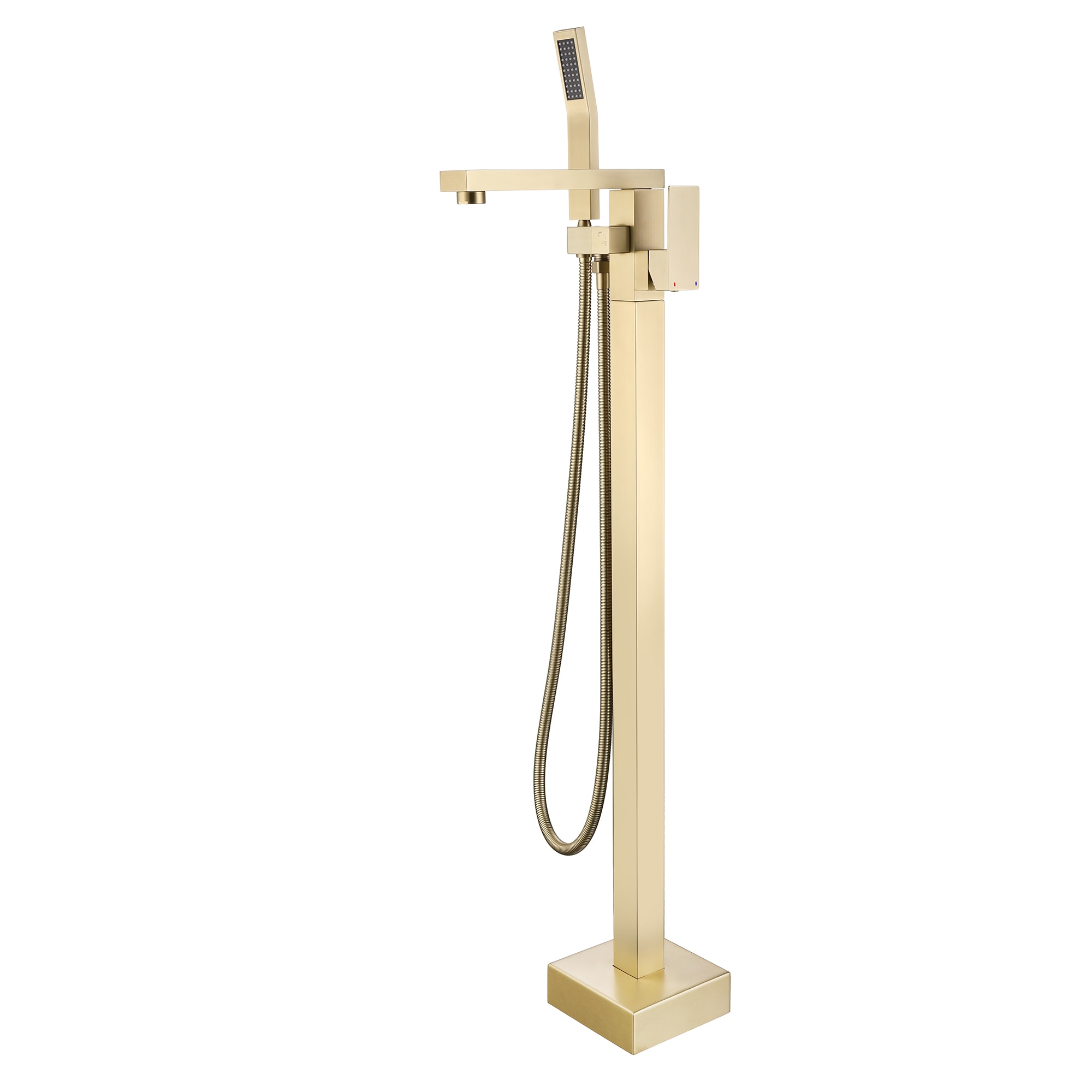 WELLFOR WN0857 Brushed Gold 2-handle Freestanding High-arc Bathtub Faucet with Hand Shower ( Valve Included )
