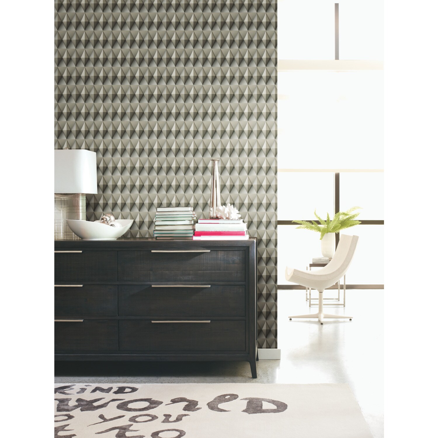 RoomMates RMK11605RL 28.29-Sq. Feet Brown Vinyl Geometric Self-adhesive Peel and Stick Wallpaper