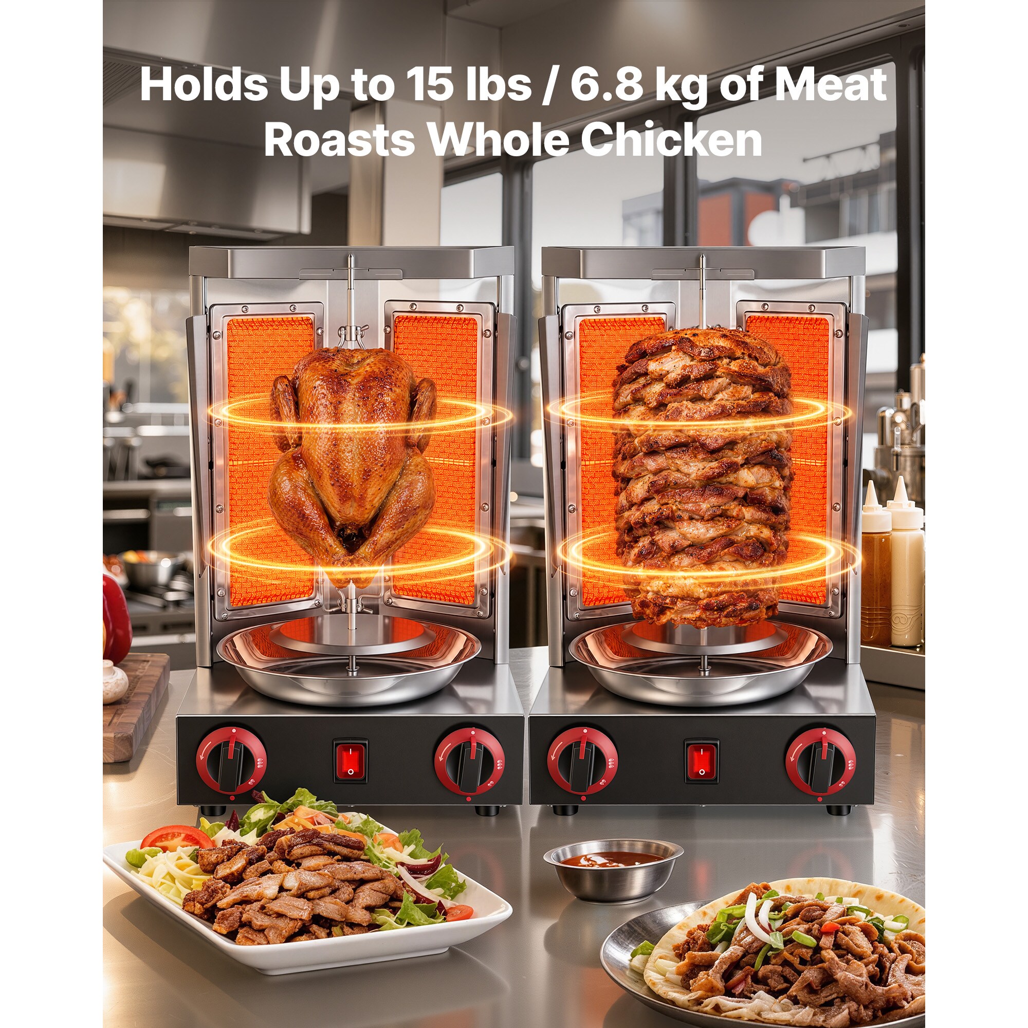 VEVOR Countertop Vertical Rotating Oven 15 lbs Rotisserie Shawarma ...