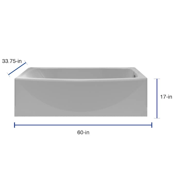 Drain Alcove Soaking Bathtub, Standard Bathtub Dimensions