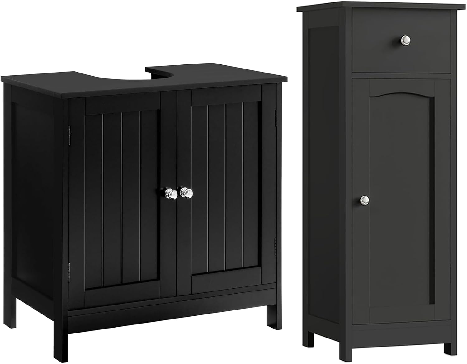 Iwell  Pedestal Sink Storage Cabinet with 2 Doors and Shelf Black