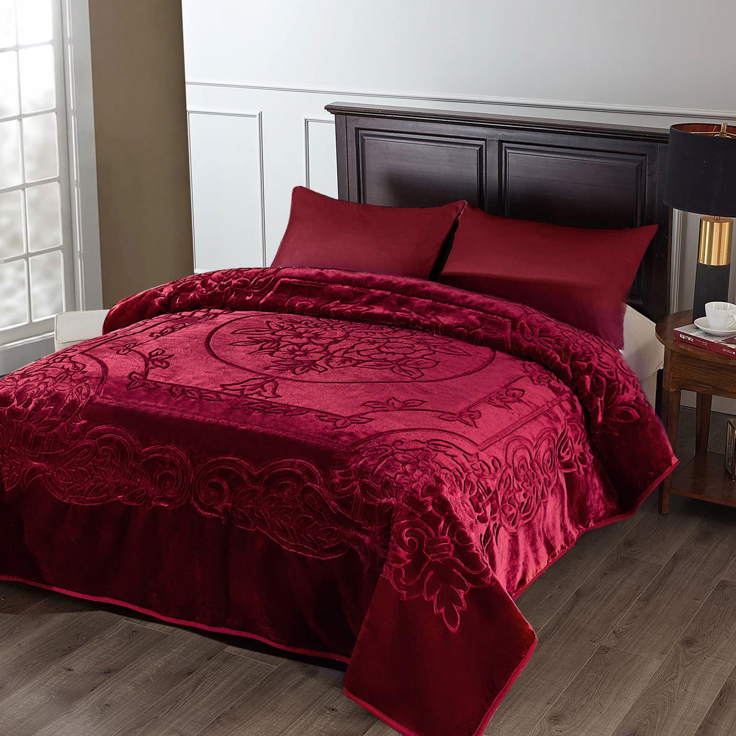JML JASMINE05-BURGUNDY Blankets-And-Throws - View #2