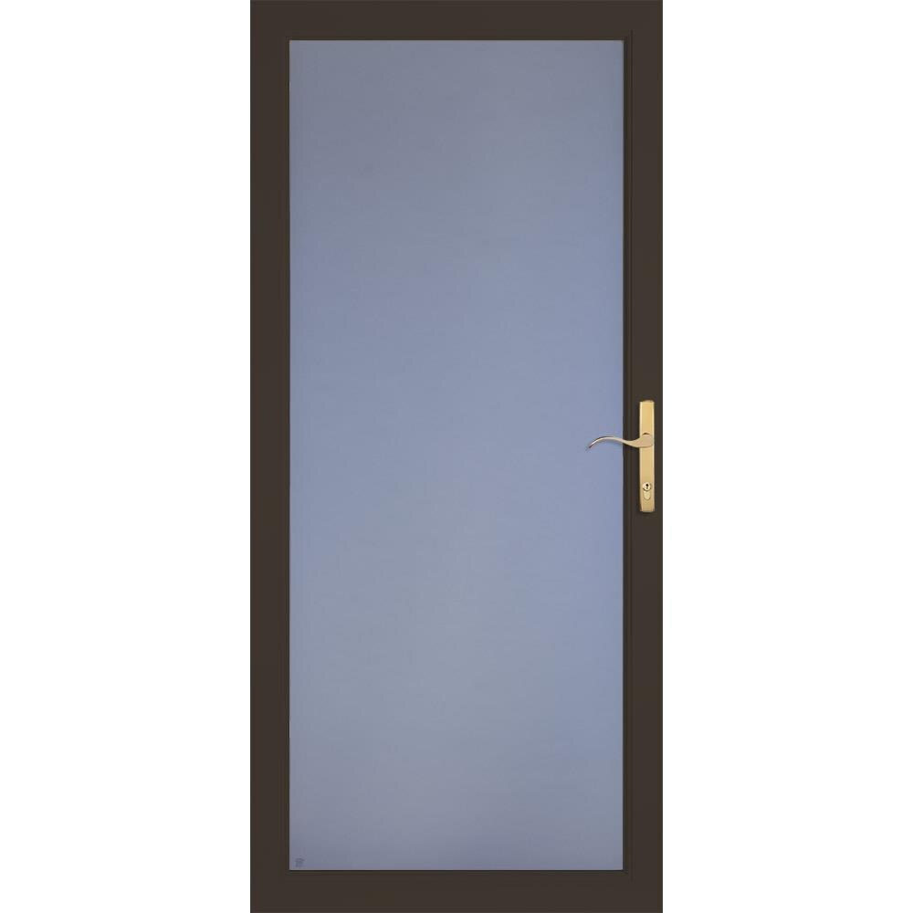 LARSON 34920042 Secure Elegance 36-in x 81-in Brown Full-view Aluminum Storm Door with Handle Included