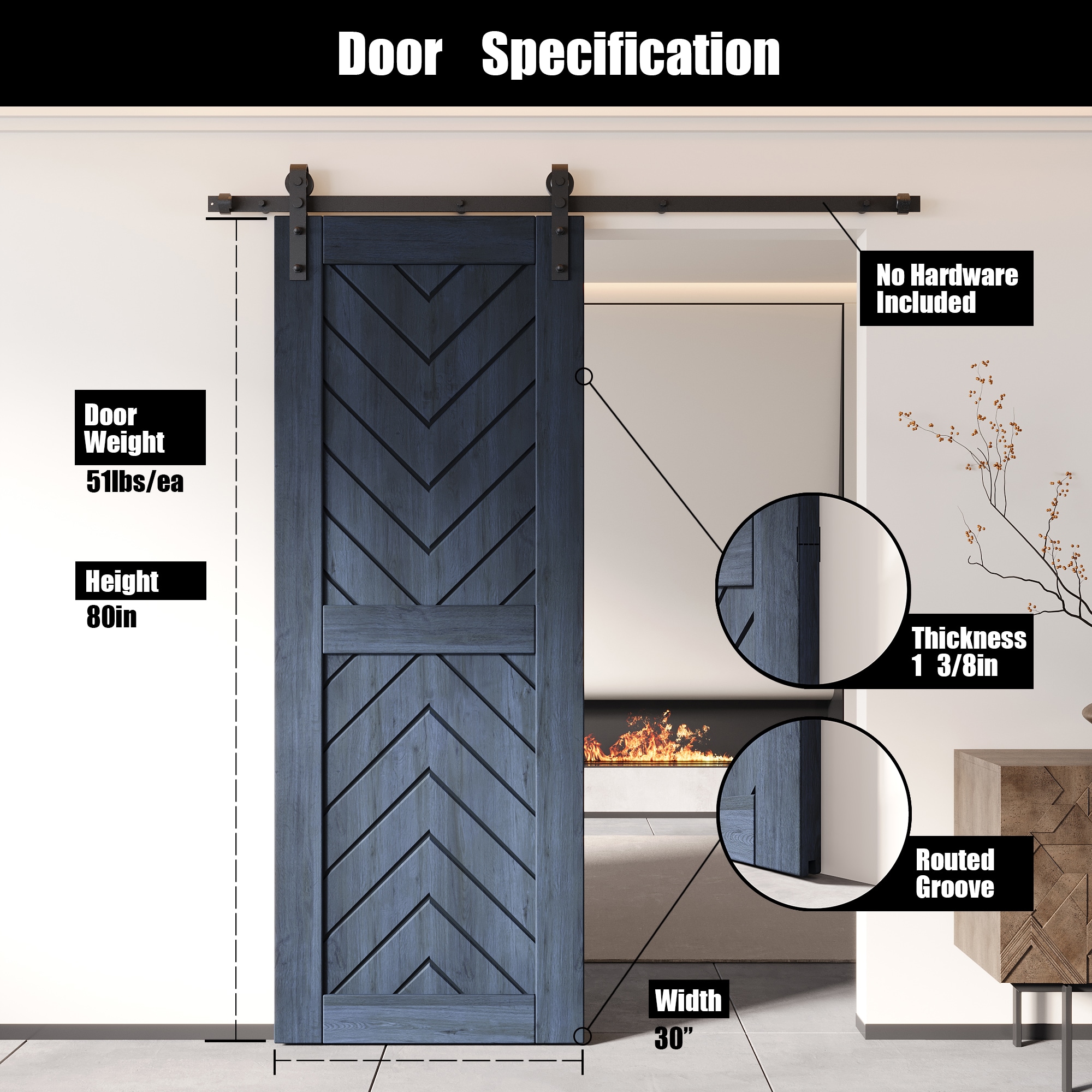 HOMACER JT4-3080-NA Barn-Doors - View #2
