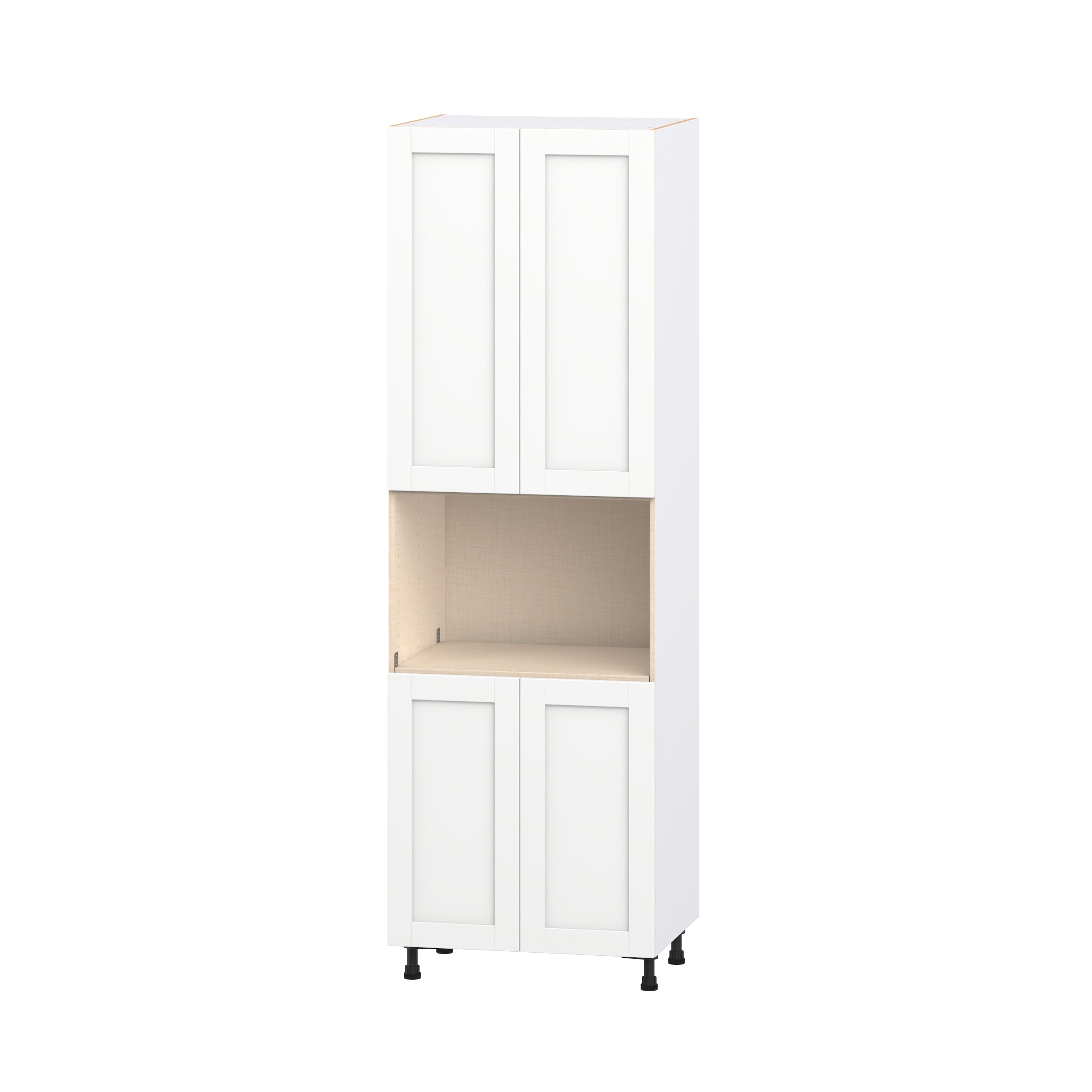 Hugo&Borg Rosemont 30-in W x 94.5-in H x 24.5-in D Bright White Laminate Microwave Pantry Fully Assembled Cabinet Recessed Panel Shaker