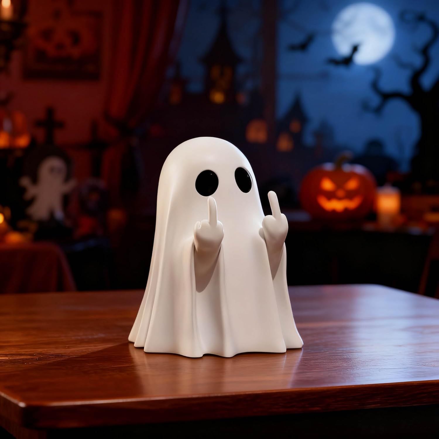 ROSMENA Handmade Resin Ghost Figurines for Halloween Home Decor and Gift Collection