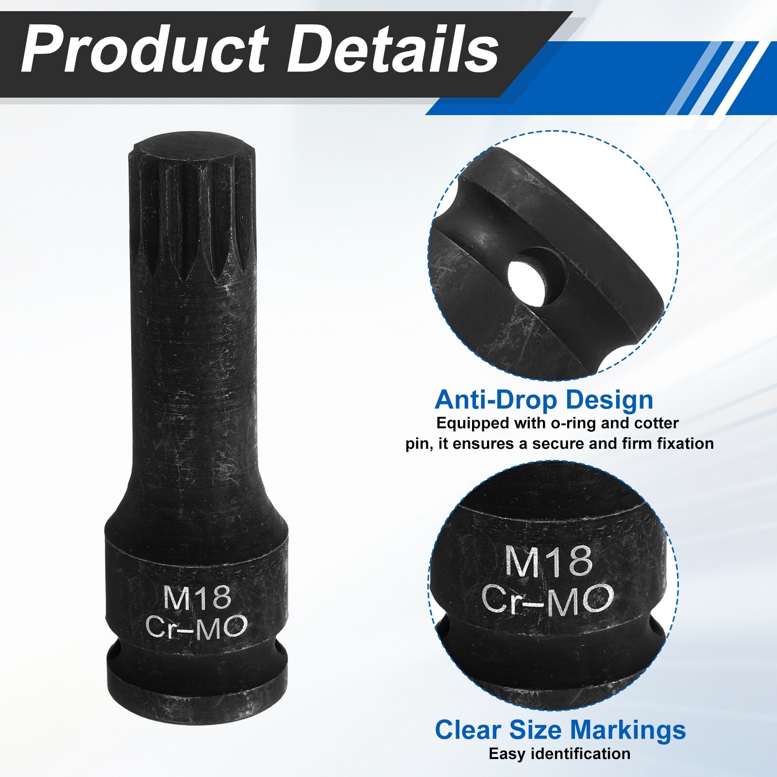 Harfington 1/2 Inch Drive M18 Triple Square Impact Spline Bit