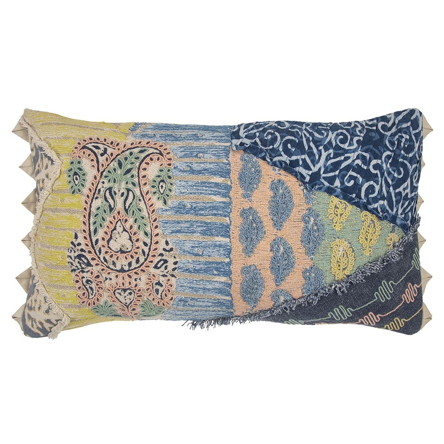 HomeRoots 4000403362 14-in x 26-in Yellow, Light Blue Rectangular Indoor Decorative Pillow