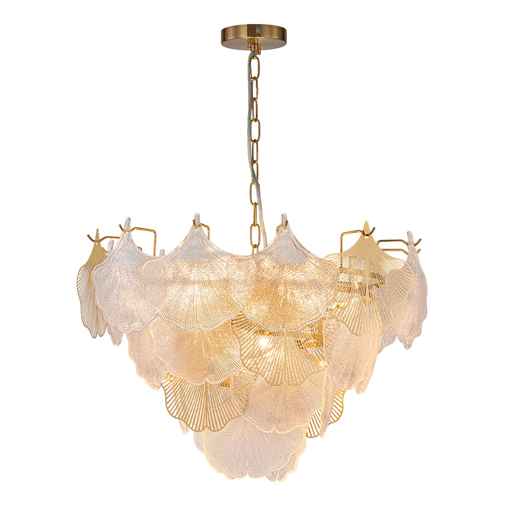 HUOKU PD1055391 Radiance 8 -Light Antique Brass French country/cottage Shell For Use in Bedrooms, Dining Rooms, Foyers, Kitchens, Living Rooms Chandelier