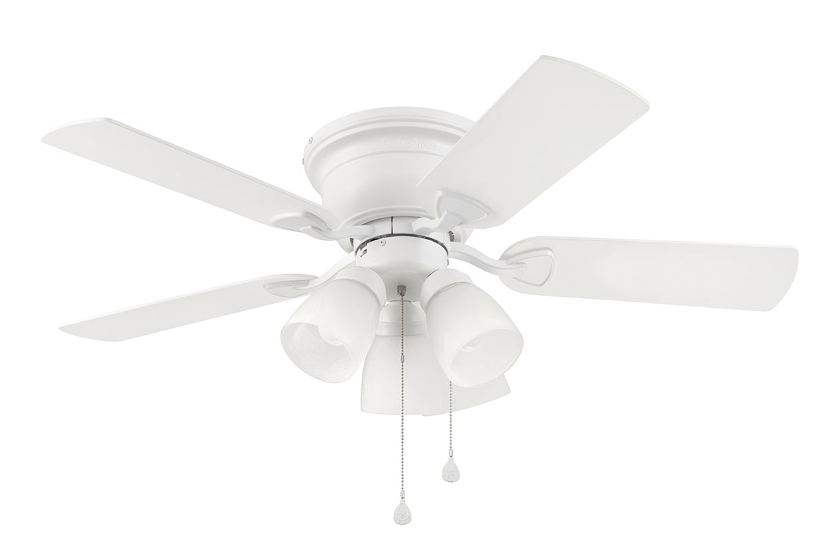 Centreville 42-in White LED Indoor Flush Mount Ceiling Fan with Light (5-Blade) | - Harbor Breeze 40687
