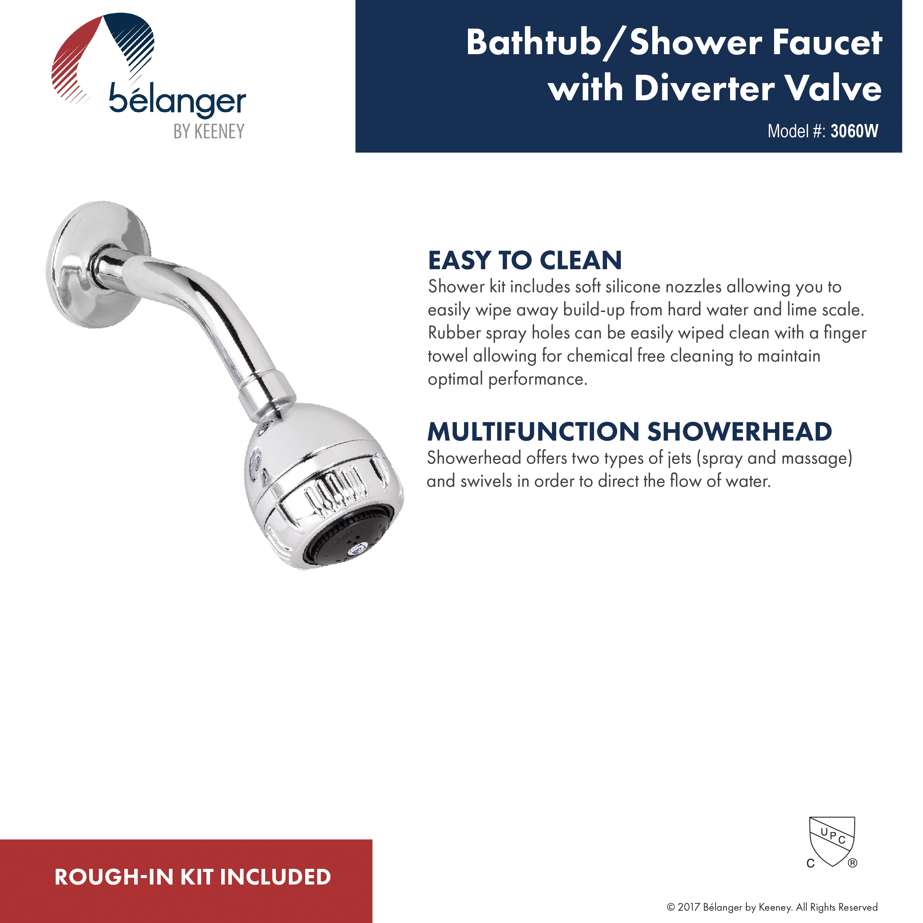 Polished Chrome Wall Mounted Shower Faucet with Three Handles