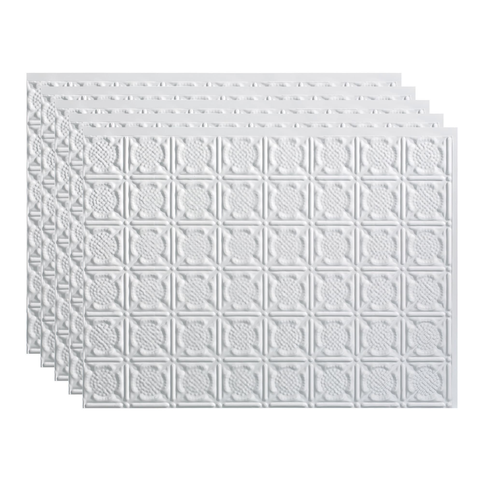 Fasade PB5600 Traditional 6 18.25-in x 24.25-in Vinyl Gloss White Backsplash Panels 5.0 -Pack