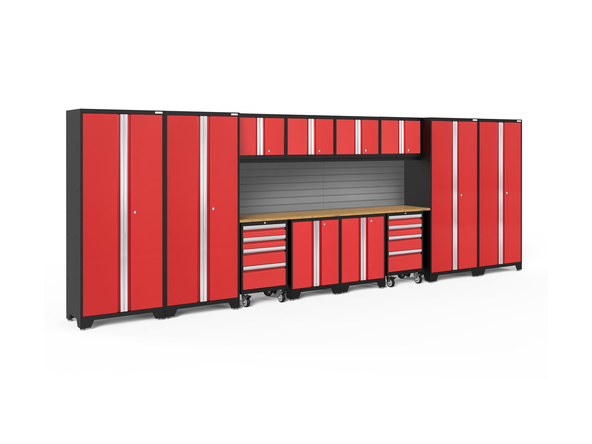 NewAge Products 56477 216.0-in W x 76.75-in H x 18.0-in D 12 -Cabinets Steel Deep Red Garage Storage System