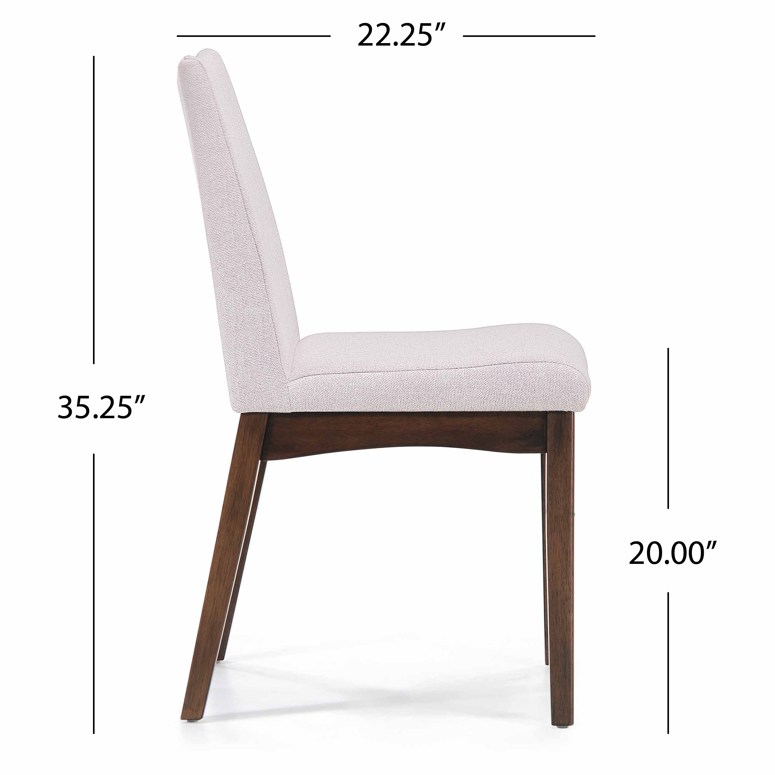 Mid-Century Modern Upholstered Dining Chairs in Light Beige