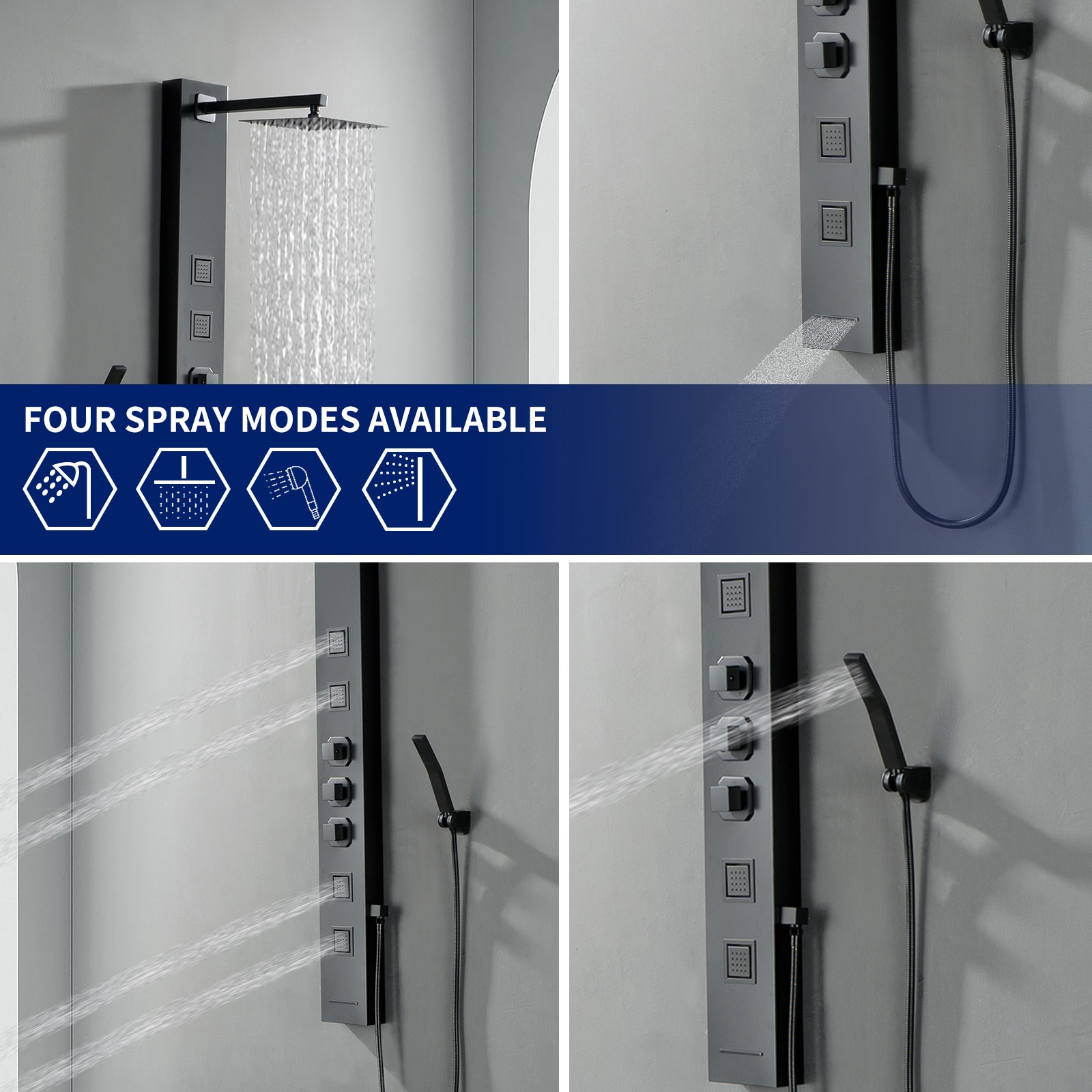 BWE YTP16-BLACK Showerhead-Bar-Panels - View #3