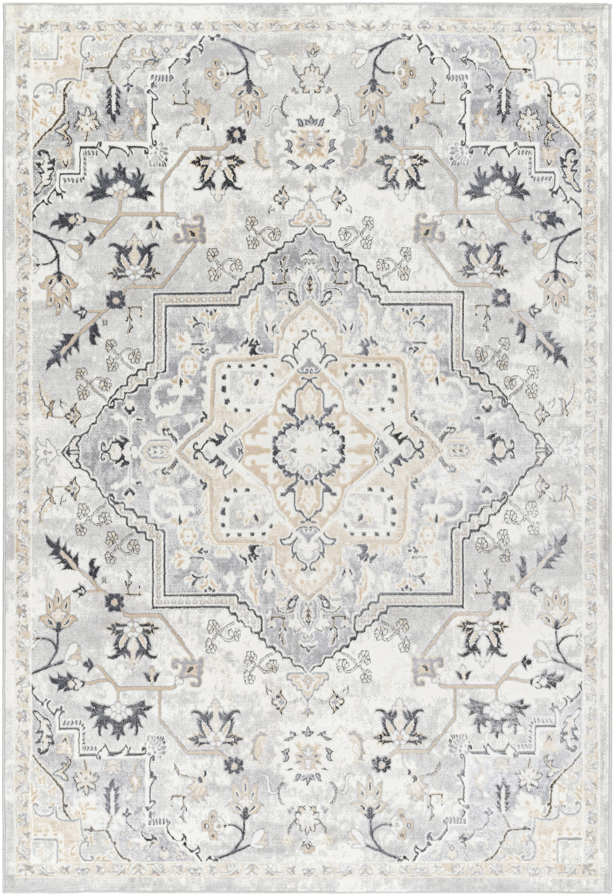 Livabliss PCP2317-6792 Perception 6 x 9 (ft) Polyester/Polypropylene Off-white Rectangular Indoor Vintage Area rug