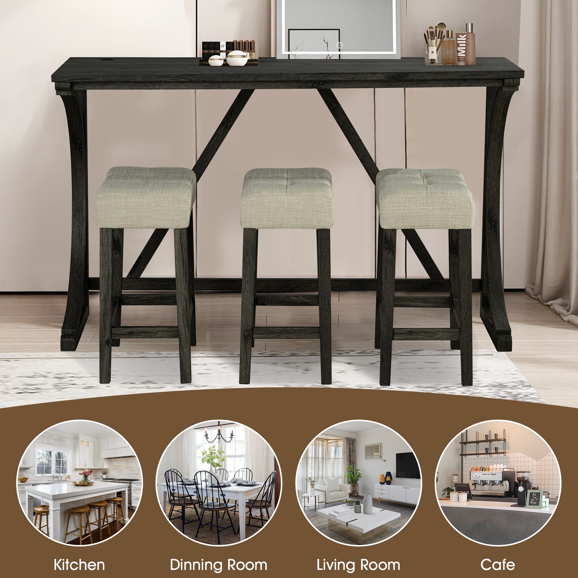 IHOMEadore MDSL3403BR-PT-4PK Dining-Sets - View #4
