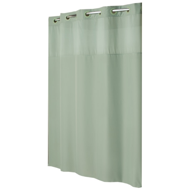 Hookless Polyester Sage Green Mystery, Hookless Shower Curtain Curved Rod