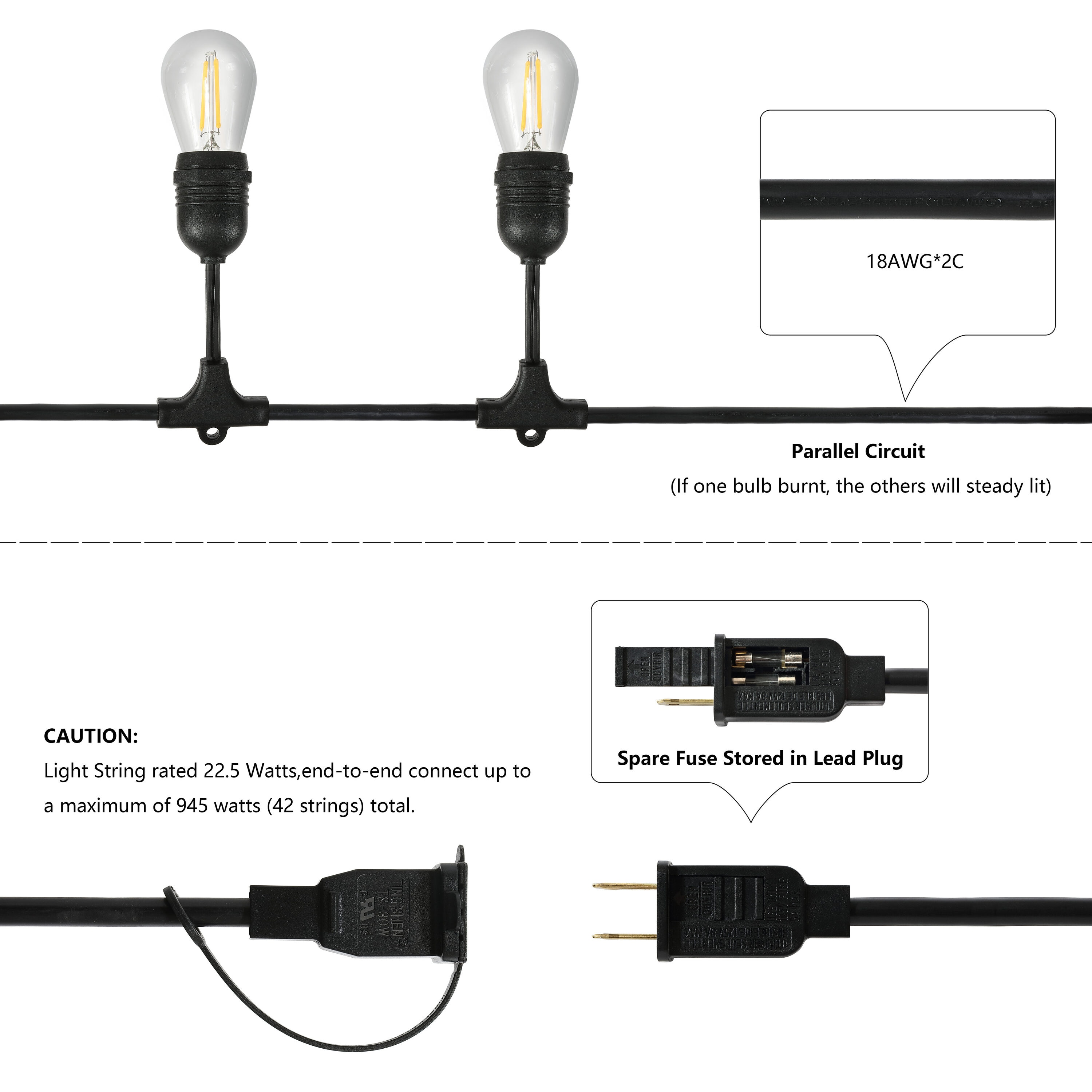 JONATHAN  Y JYL8702A Patio-String-Lights - View #6