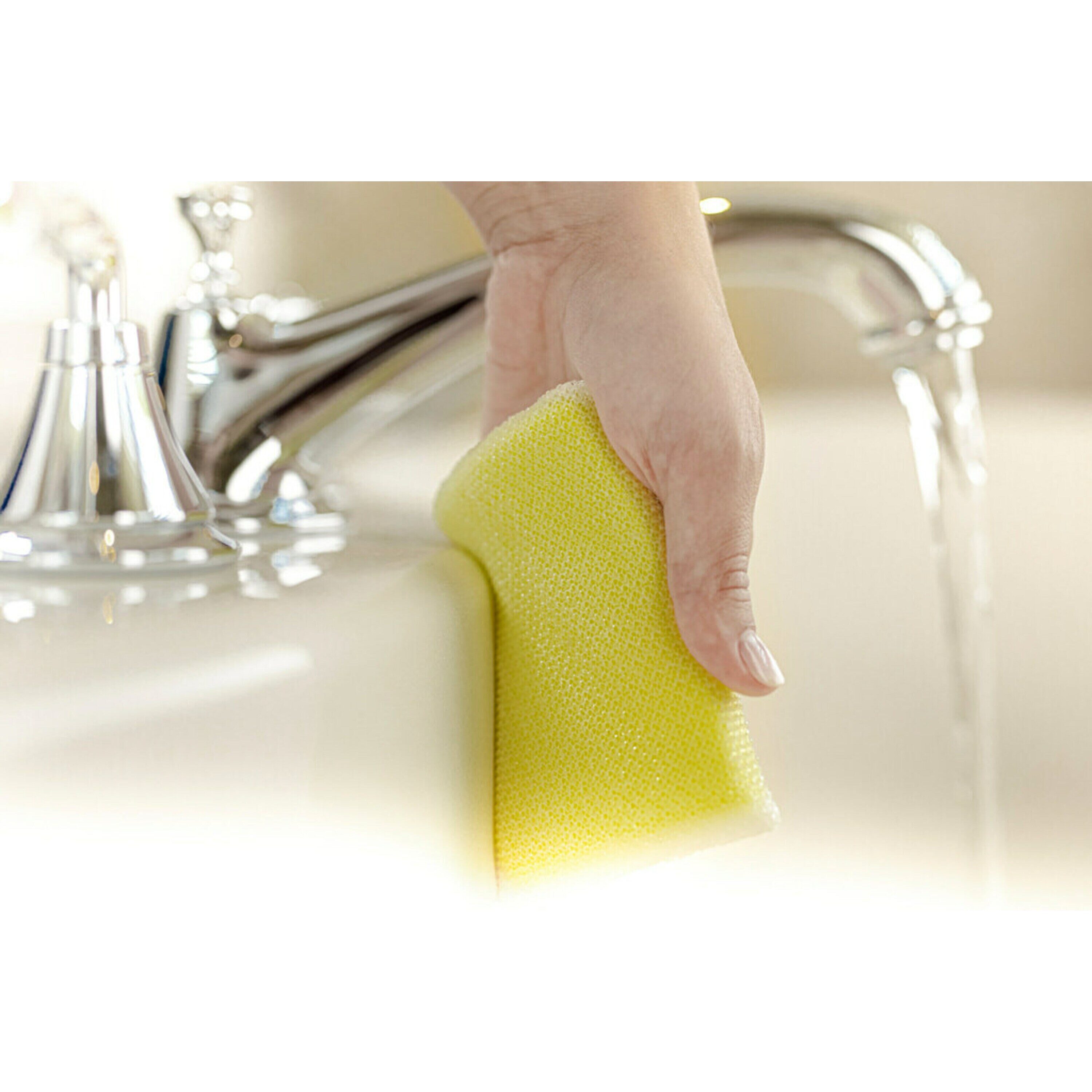 Heavy Duty Scrub Sponges - Dishwashing Sponge Along with A Thought Scouring  Pad -Ideal for Cleaning Kitchen ,Dishes, Bathroom- Yellow- 20 Count