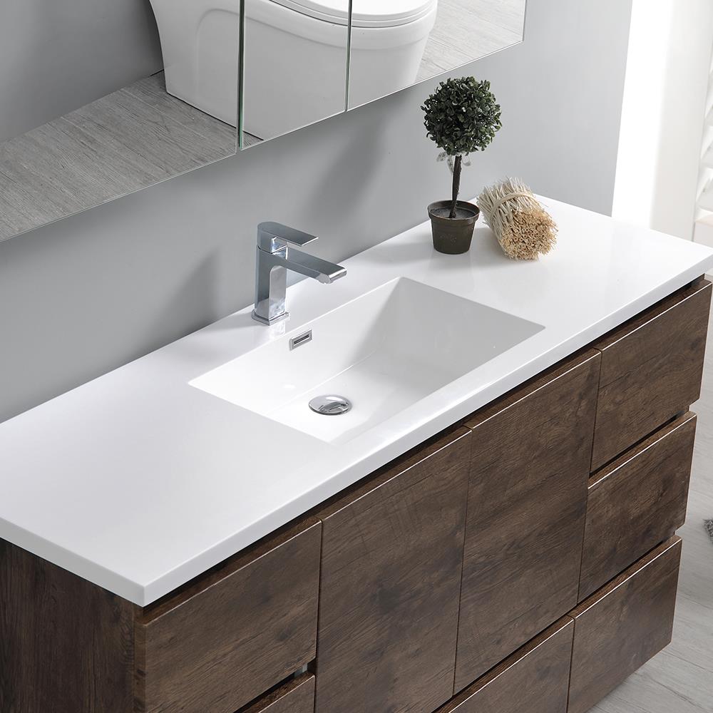 Fresca Lazzaro 60-in Rosewood Single Sink Bathroom Vanity with White ...