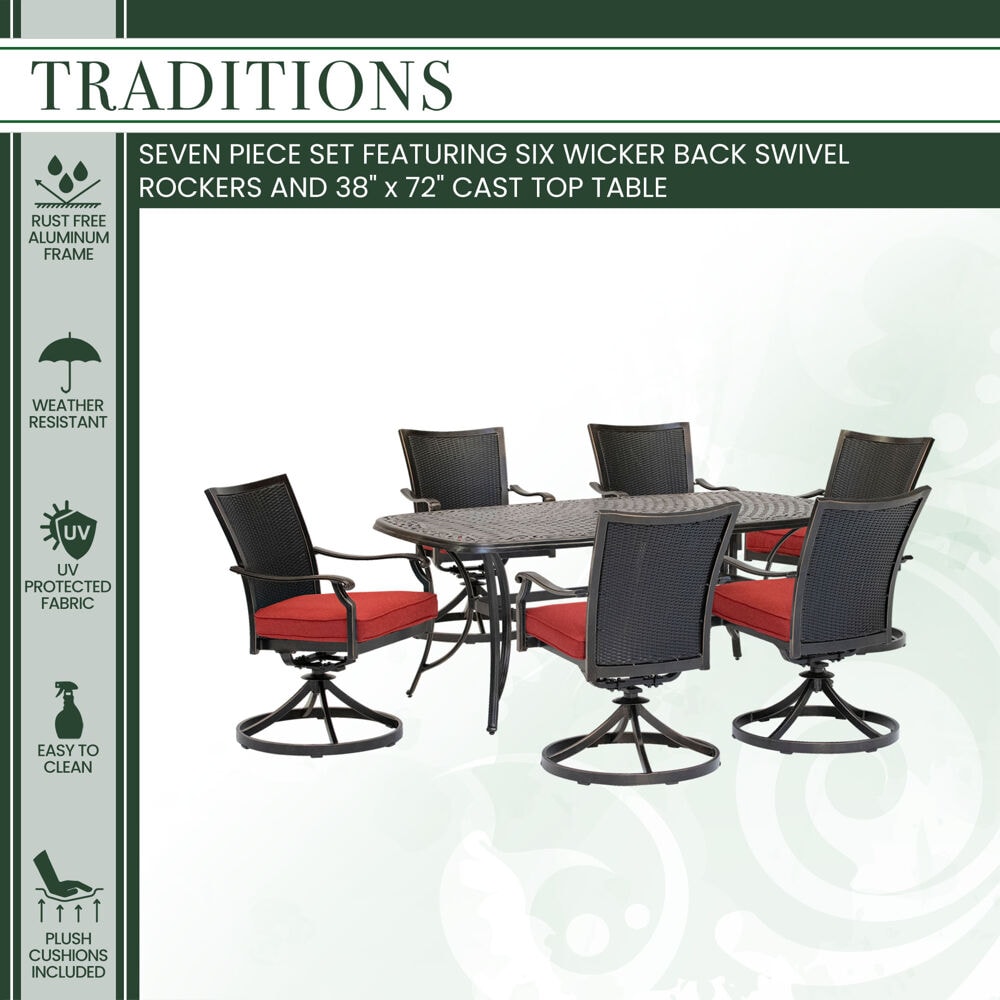 Hanover TRADDNWB7PCSWC-RED Patio-Dining-Sets - View #3