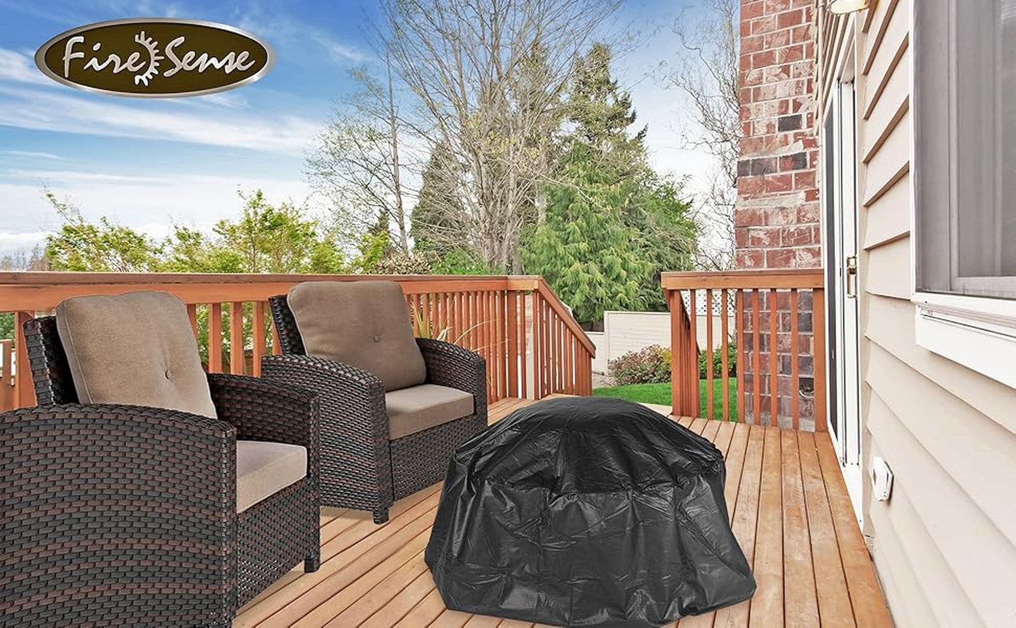 Large Black Waterproof Vinyl Fire Pit Cover