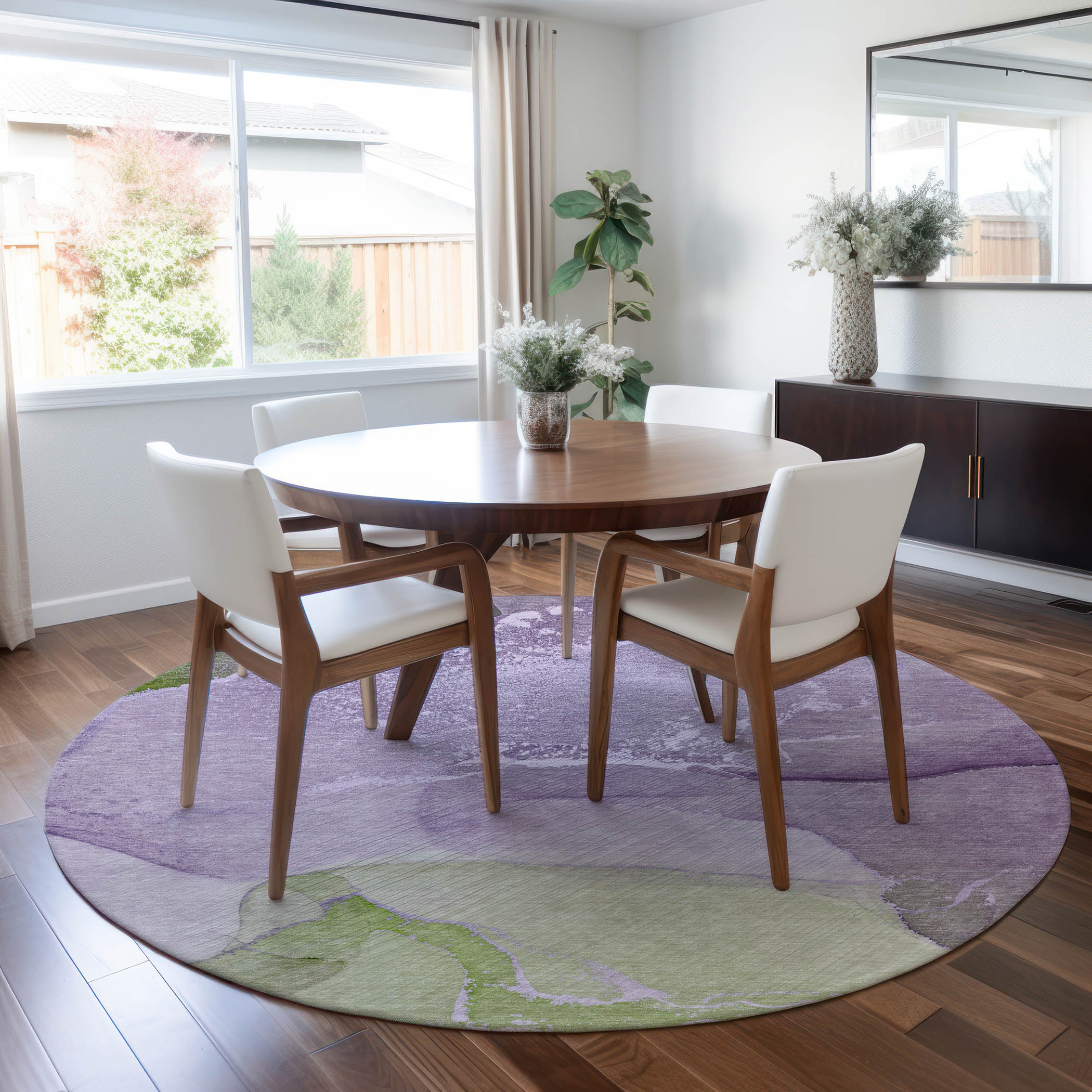 Addison Rugs ACN517PP8RO Chantille ACN517PP 8 x 8 (ft) Polyester Purple Round Indoor/Outdoor Abstract Machine washable Area rug