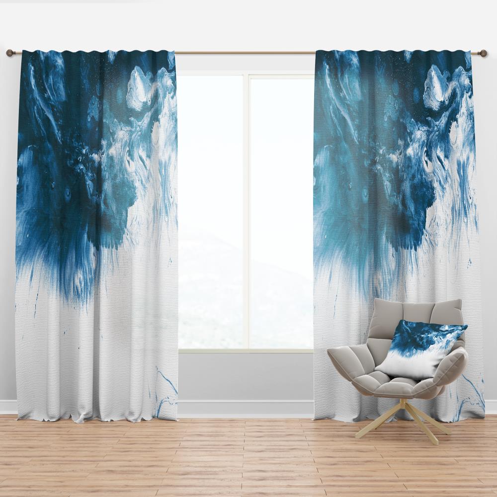 Designart CTN19184-52-95 95-Inches Blue Abstract Room darkening Thermal lined Rod pocket Single curtain panel