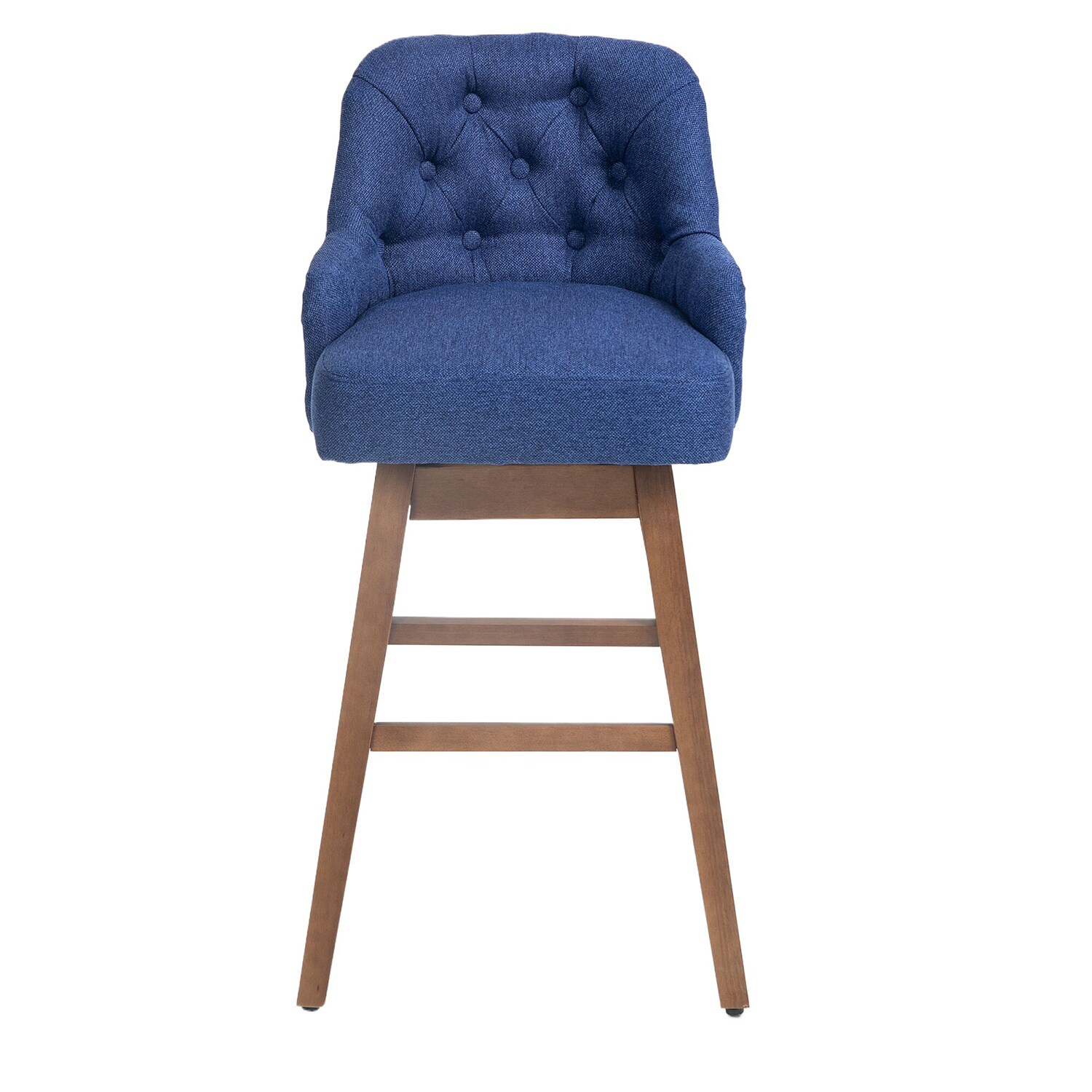 Set of 2 Blue 28-in H Bar height Upholstered Swivel Wood Bar Stool Back | - Bybafun YA6100121