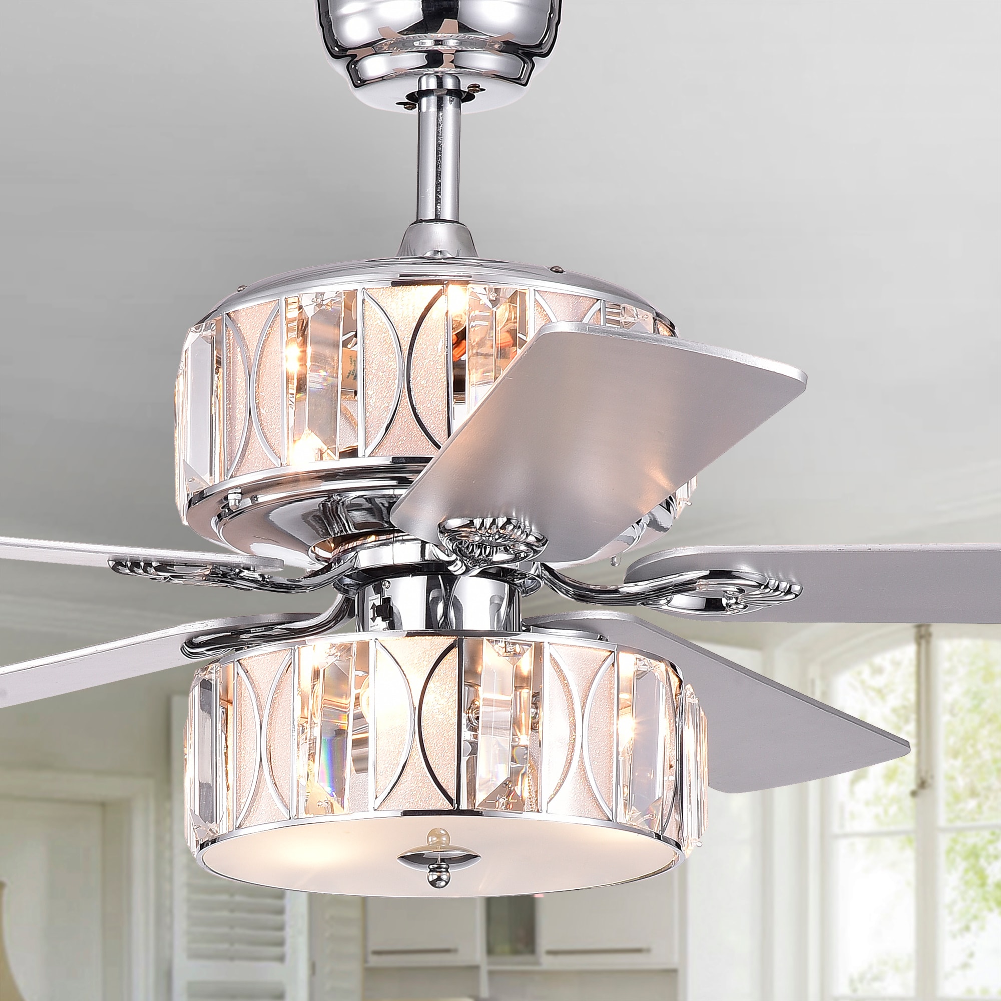 Home Accessories Inc CFL-8360REMO/CHD 52-in Chrome with Painted Blades Ceiling Fan With Light - Remote Included ( 5 -Blade )