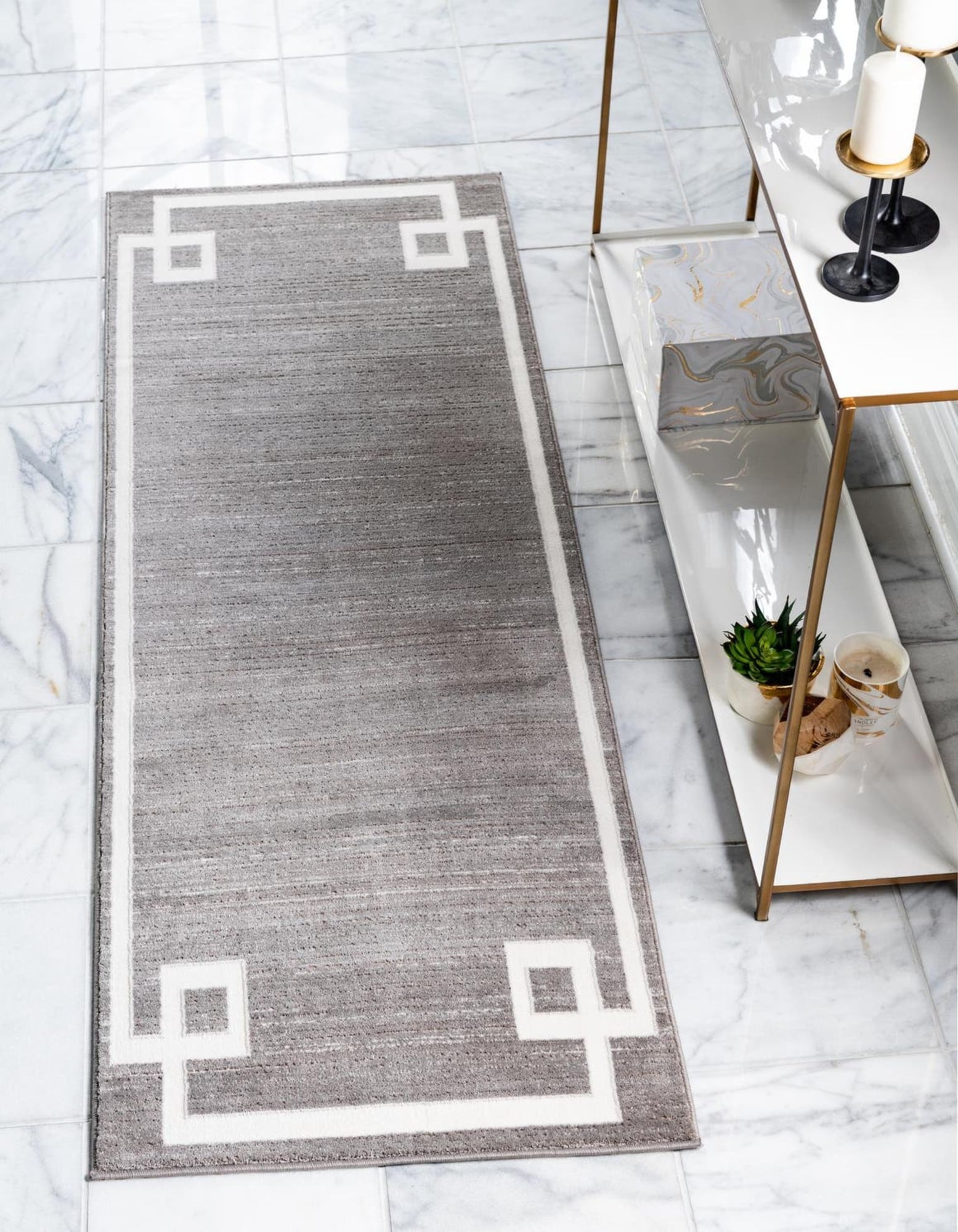 Unique Loom 3186854 Jill Zarin Uptown 3 x 8 (ft) Loomed Polypropylene Gray Rectangular Indoor Coastal Runner