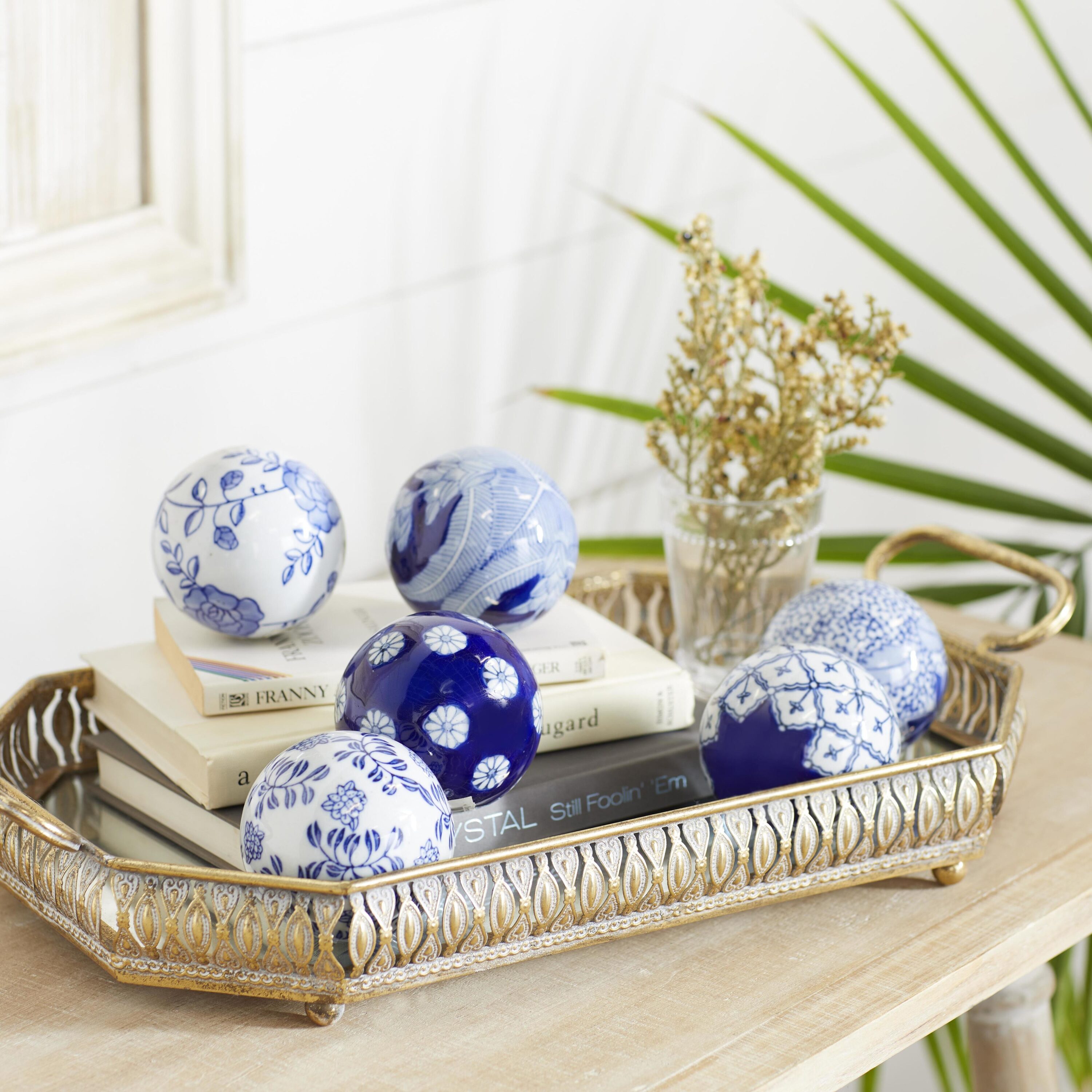 Grayson Lane 82520 6 -Pack Blue Ceramic Country Decor set