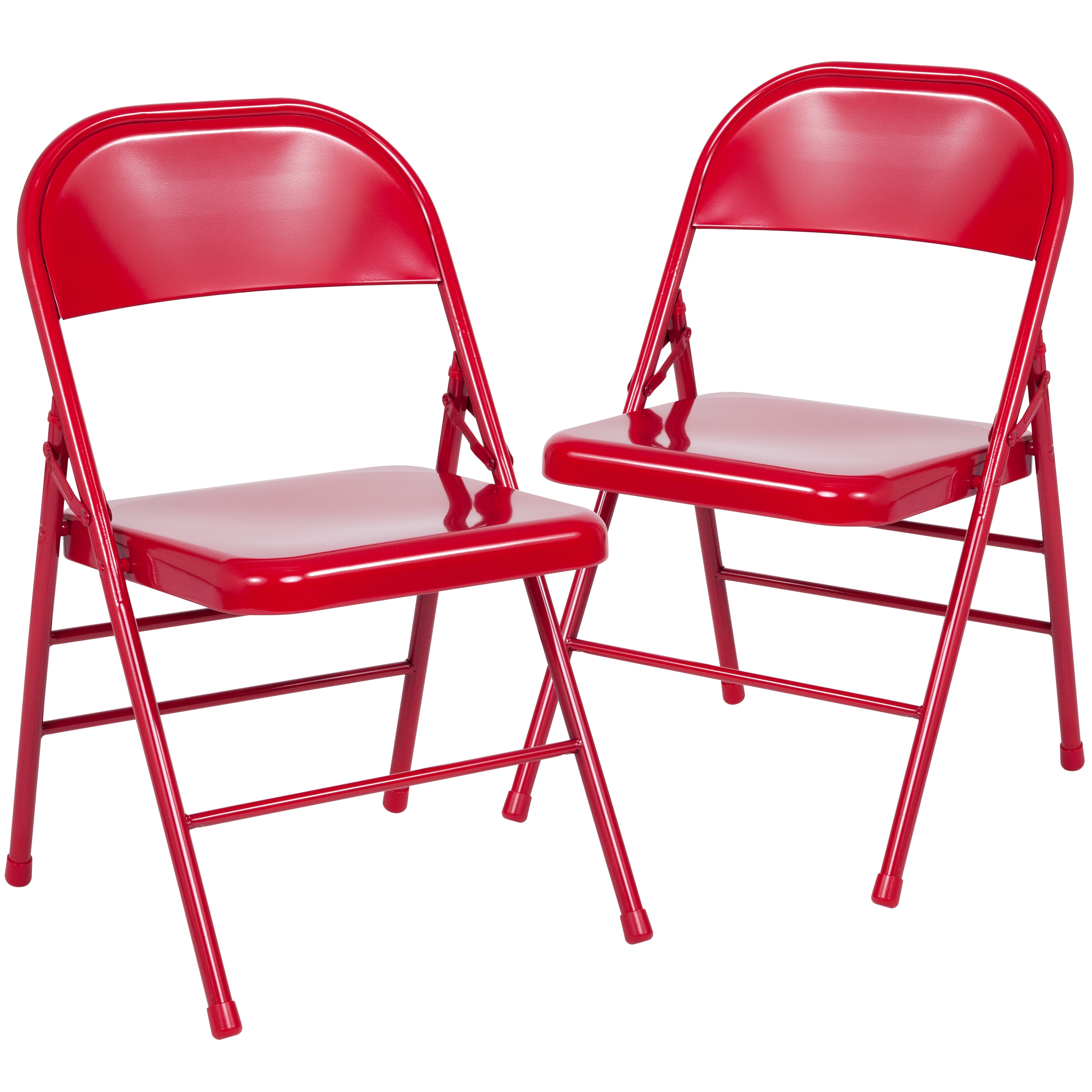 Flash Furniture 889142417545 2 Pack HERCULES Series Triple Braced and Double Hinged Red Metal Folding Chair
