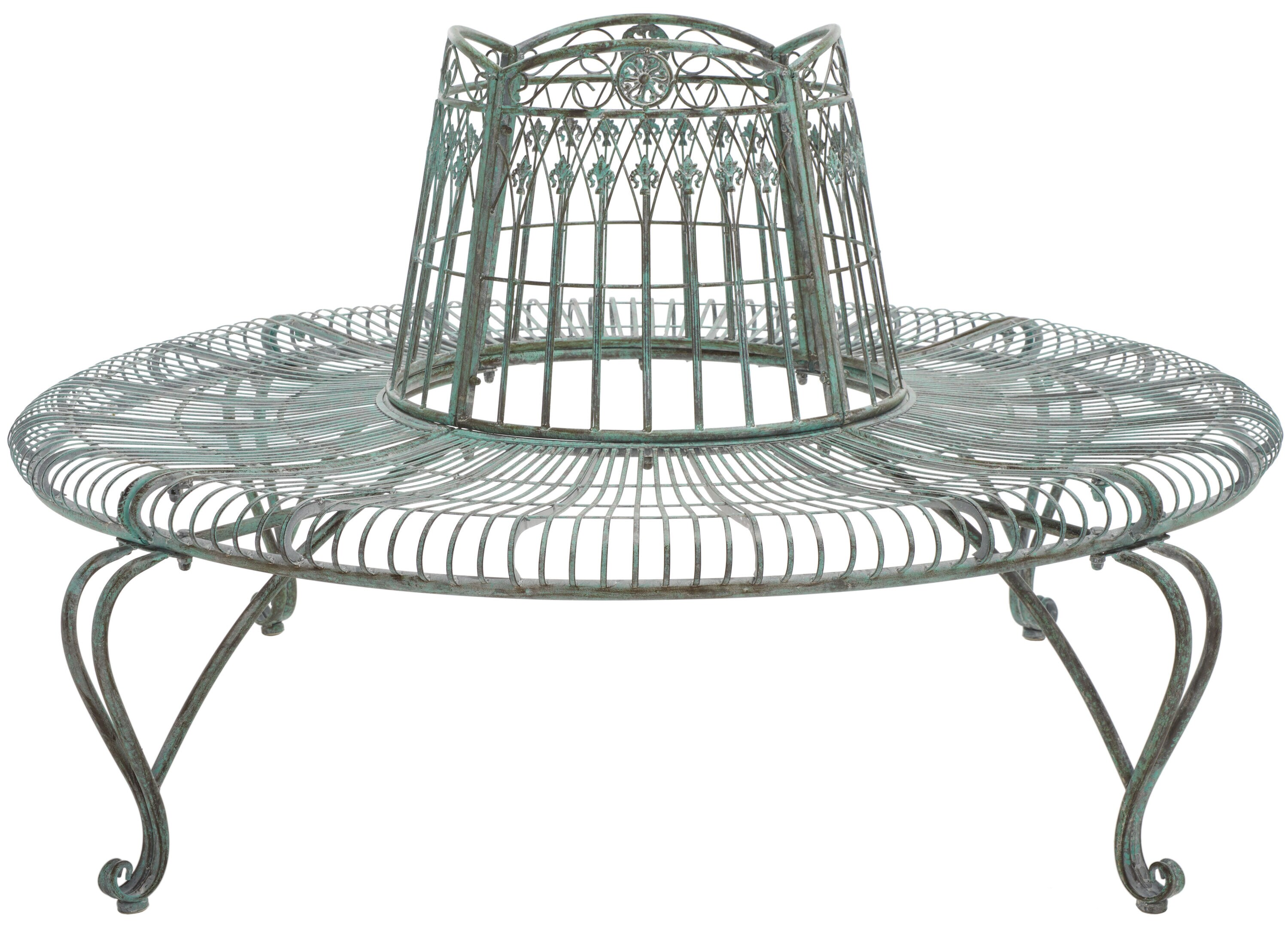Safavieh PAT5019D Ally 60.3-in W x 33.75-in H Antique Green Iron Garden Bench