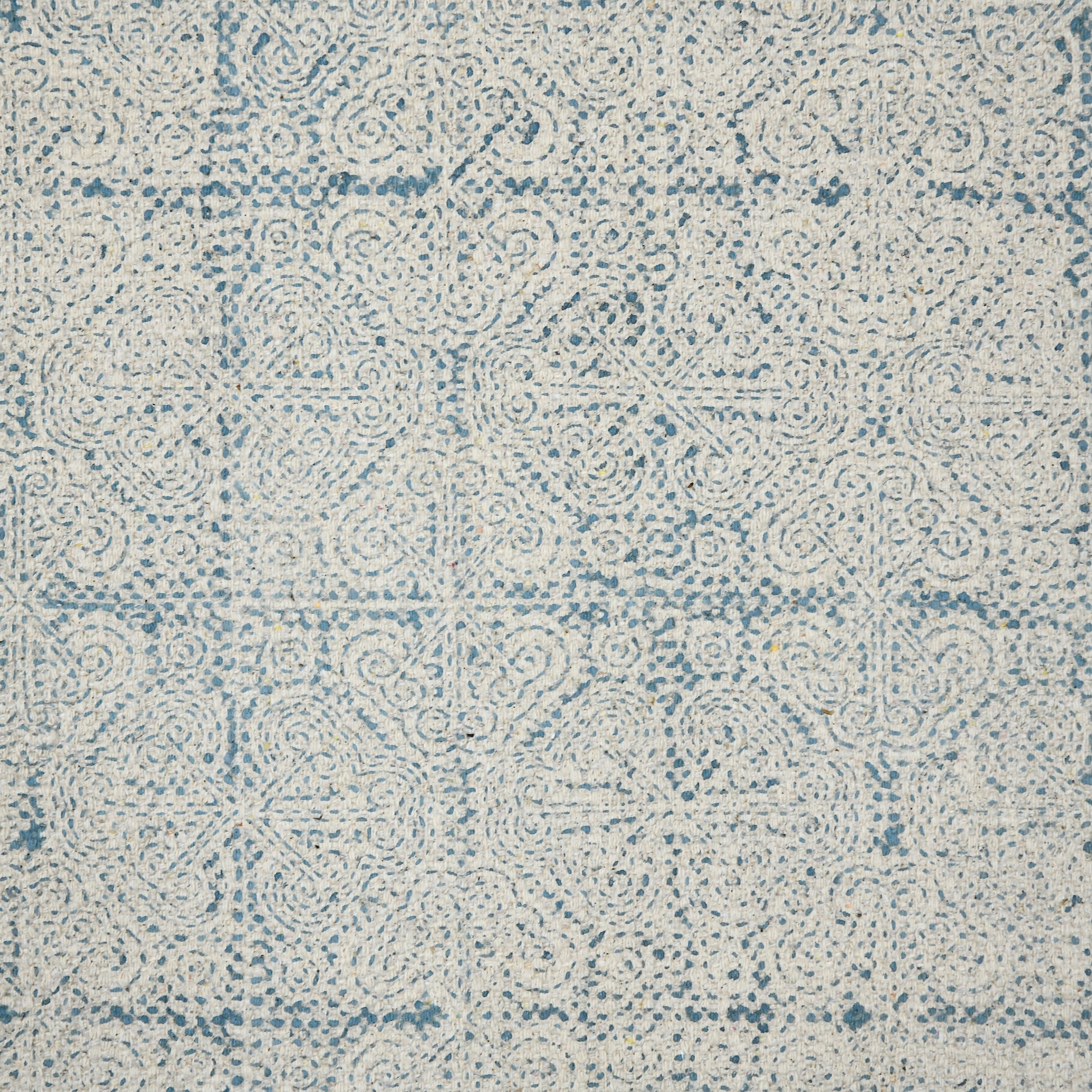 Handwoven Blue Geometric Cotton Area Rug 7'6" x 10'