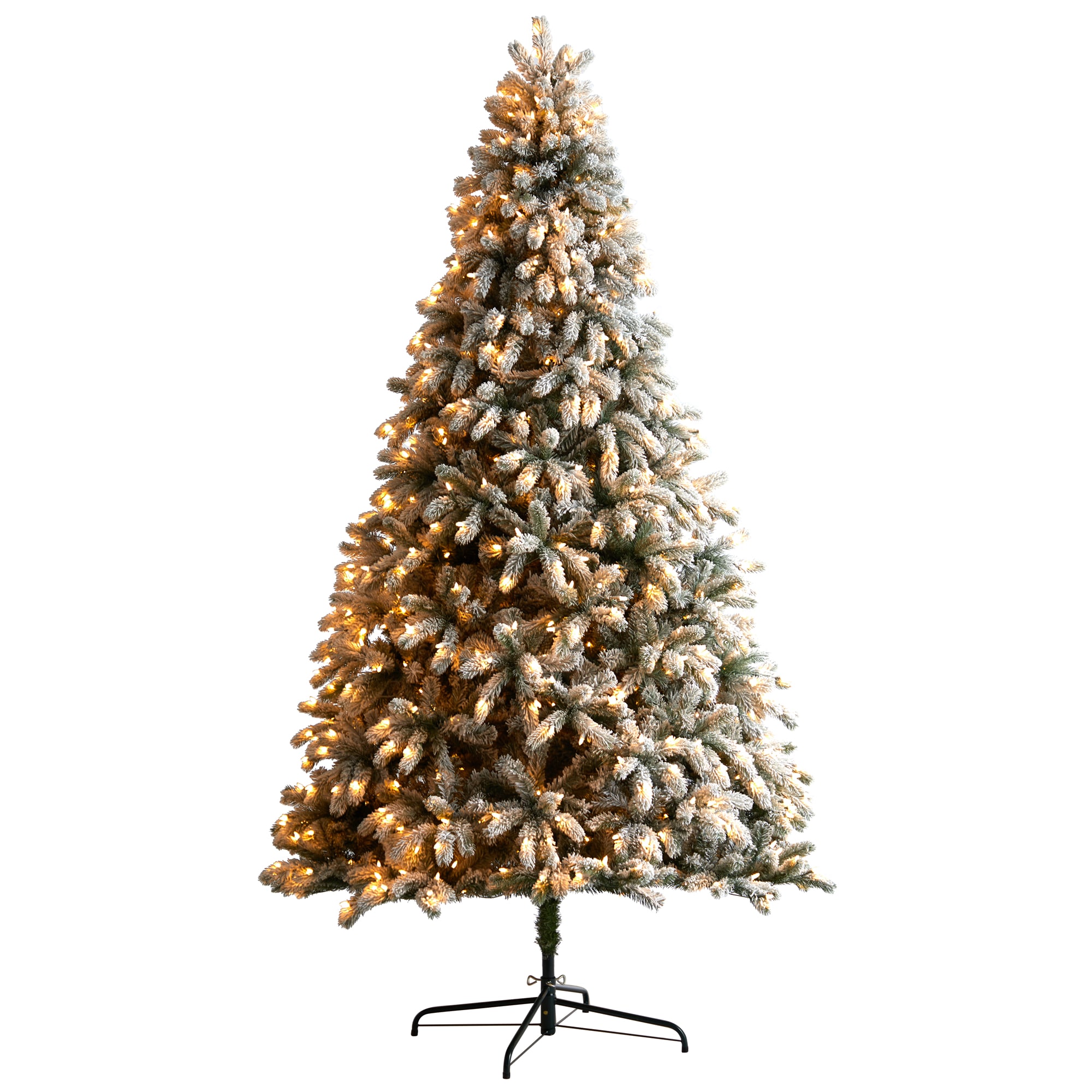 9-ft Spruce Pre-lit Flocked Artificial Christmas Tree with Incandescent Lights | - Nearly Natural T3336