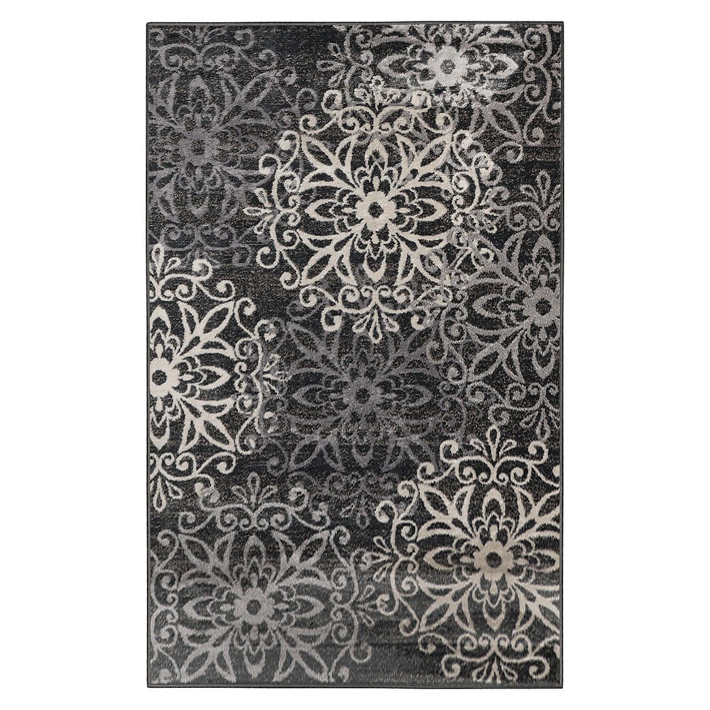 Slate Floral Medallion 4' x 6' Synthetic Area Rug