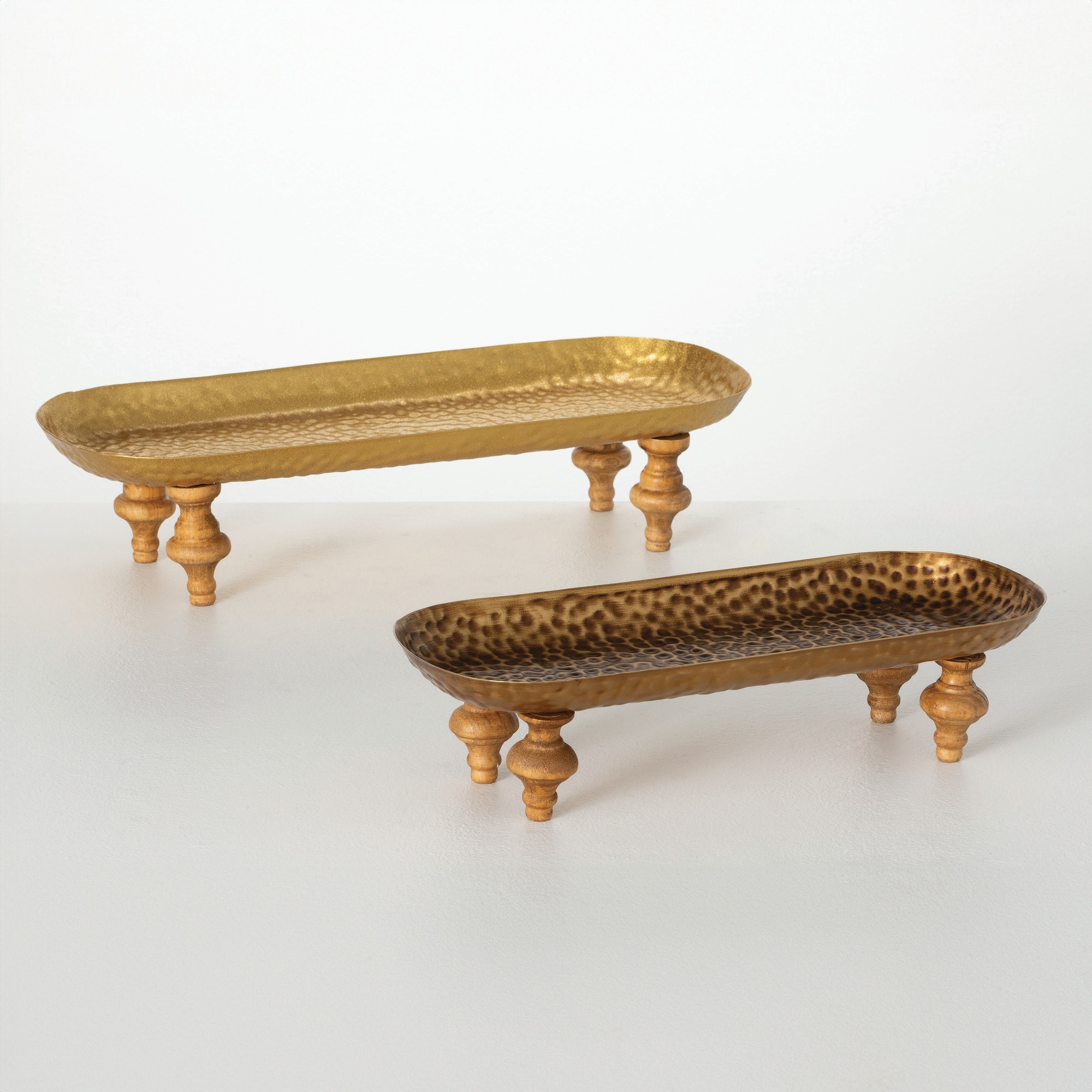 Sullivans MET2509 2 -Pack Gold Metal Modern Decorative tray