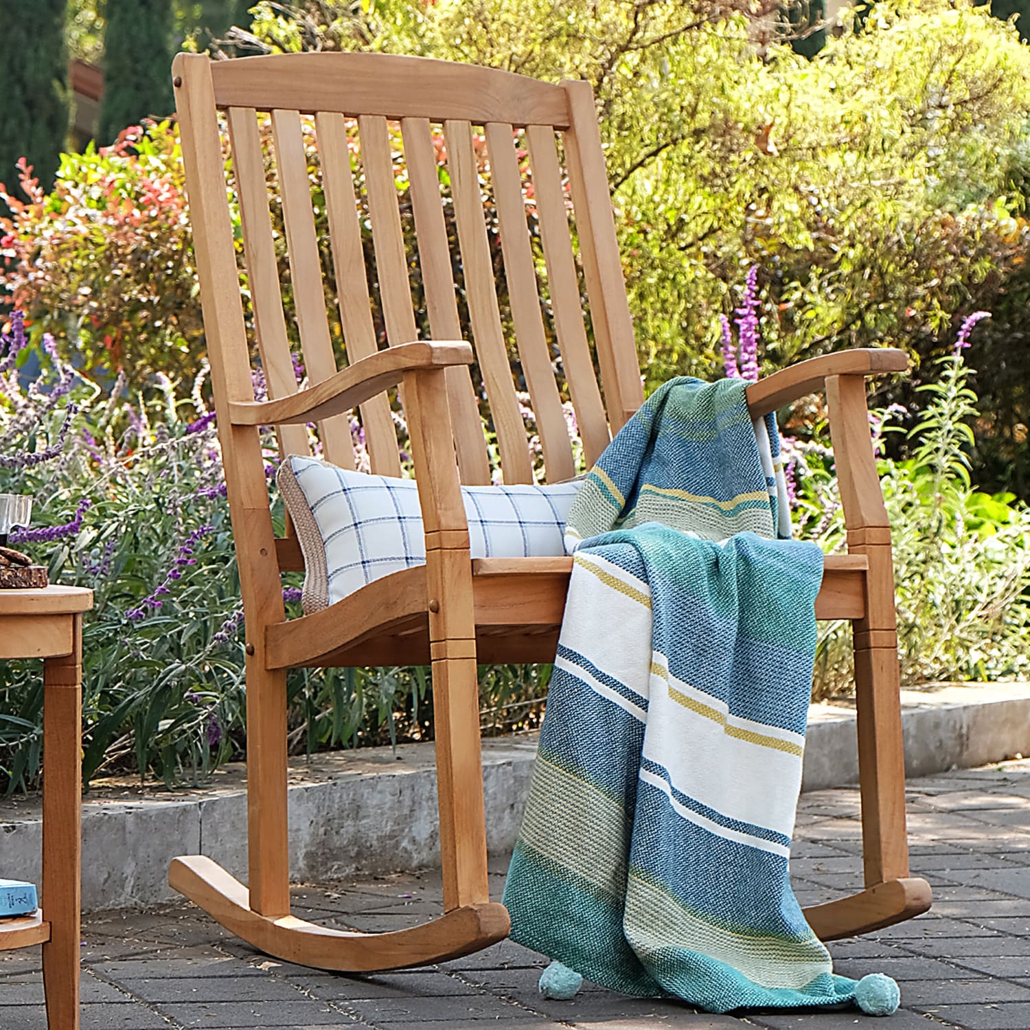 Cambridge Casual 130574-TW-XX-XX-XX Heaton Natural Teak Wood Frame Rocking Chair with Slat Seat