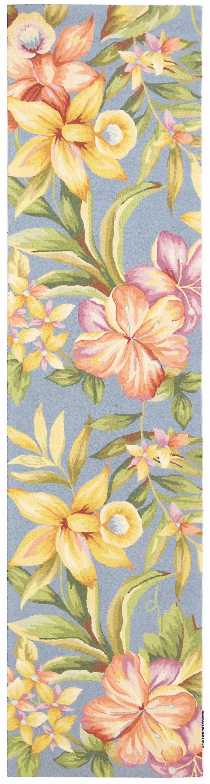 Safavieh HK212C-212 Chelsea Orchard 2 x 12 (ft) Hooked Wool Blue/Multicolor Rectangular Indoor Floral/Botanical Runner rug