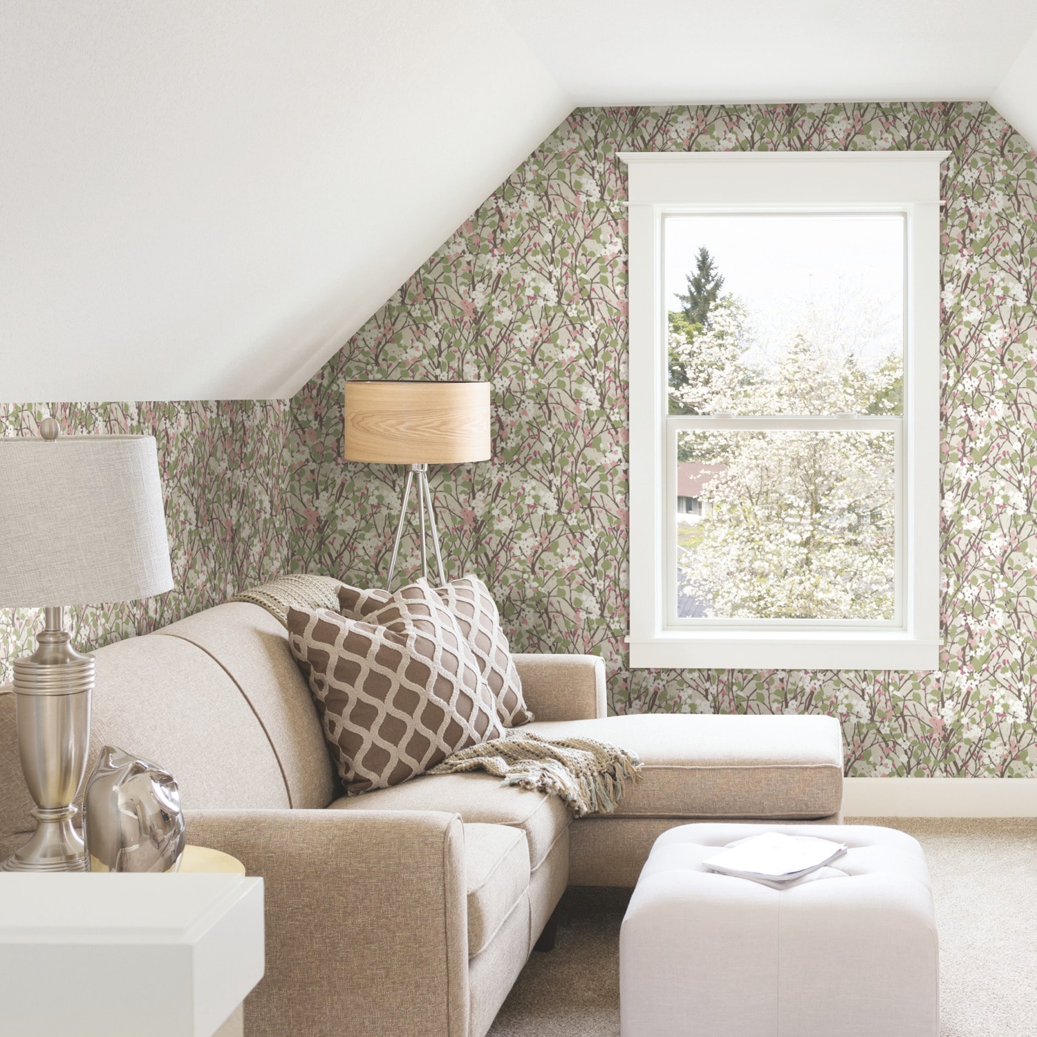 RoomMates RMK11424RL 28.29-Sq. Feet Pink Vinyl Ivy/Vines Self-adhesive Peel and Stick Wallpaper