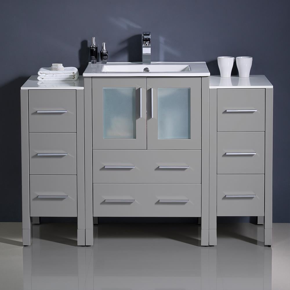 Fresca FCB62-122412GR-I Torino 48-in Gray - 3 PCS Single sink Bathroom Vanity with White Ceramic Top