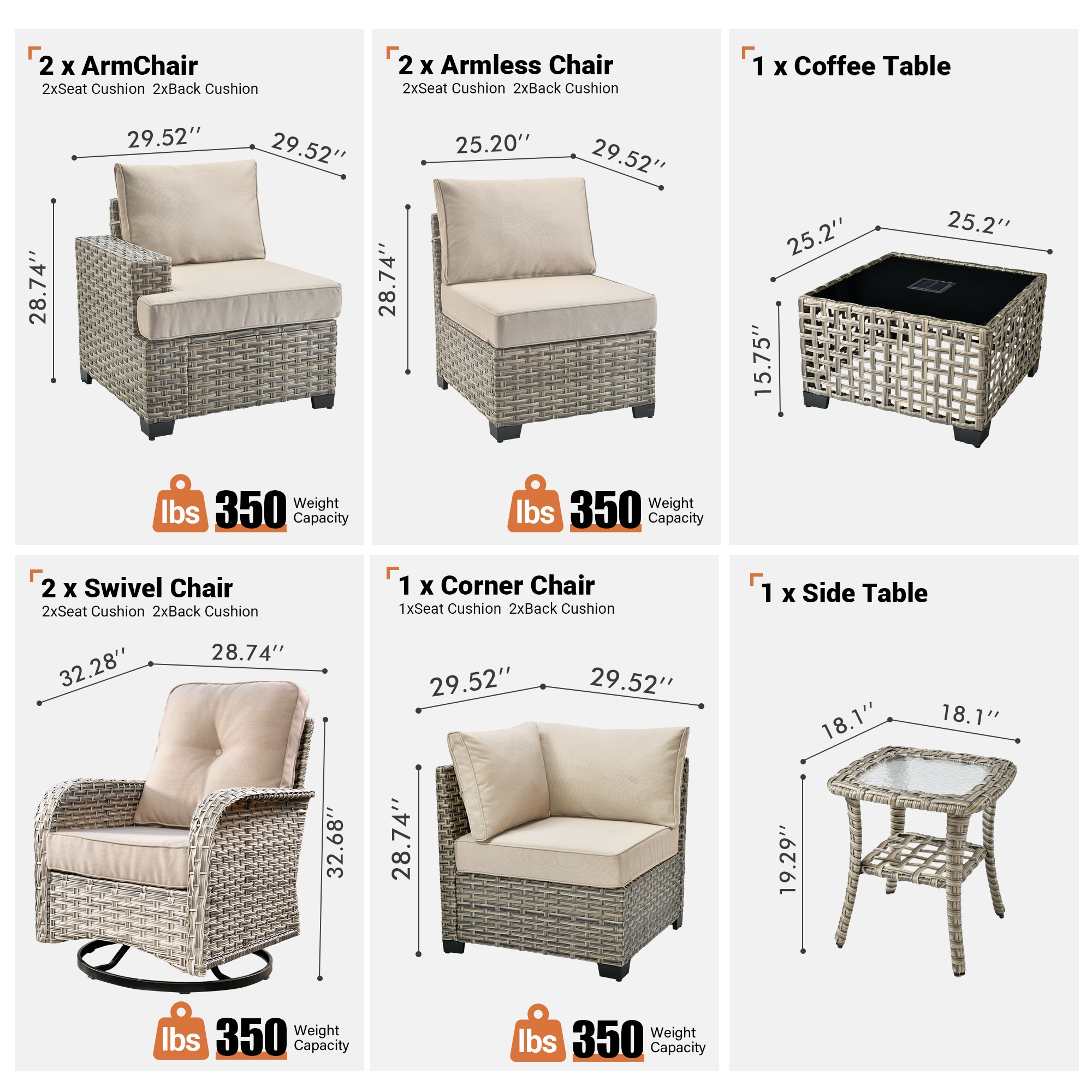 Ovios RFPTS609YV Patio-Conversation-Sets - View #10
