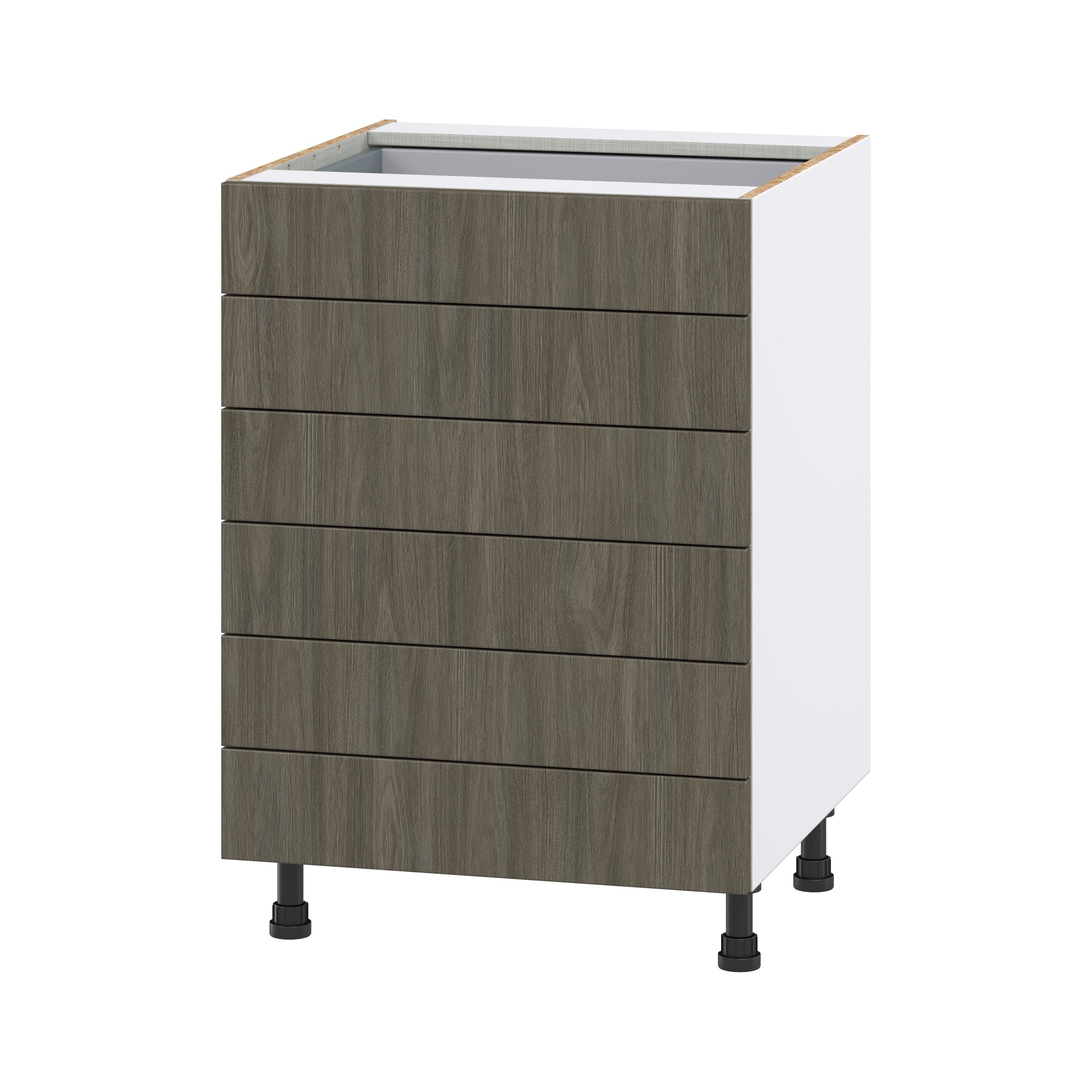 Hugo&Borg Savane 21-in W x 34.5-in H x 24-in D Textmel 6-Drawer Base Fully Assembled Cabinet (Flat Panel Style)